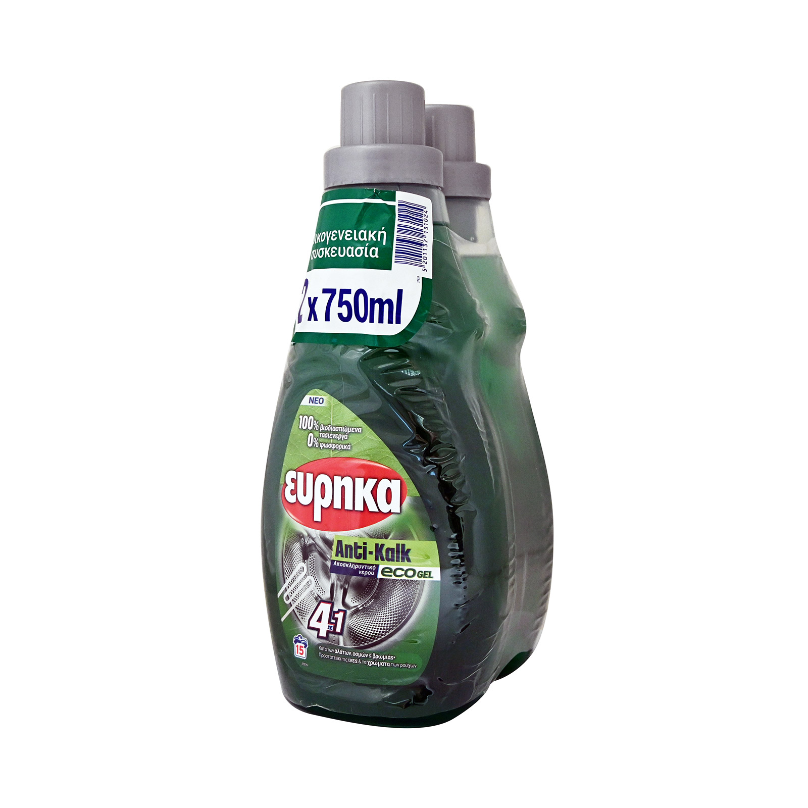 Εύρηκα Eco αποσκληρυντικό νερού gel 750ml x2 2x15μεζ εικόνα 1