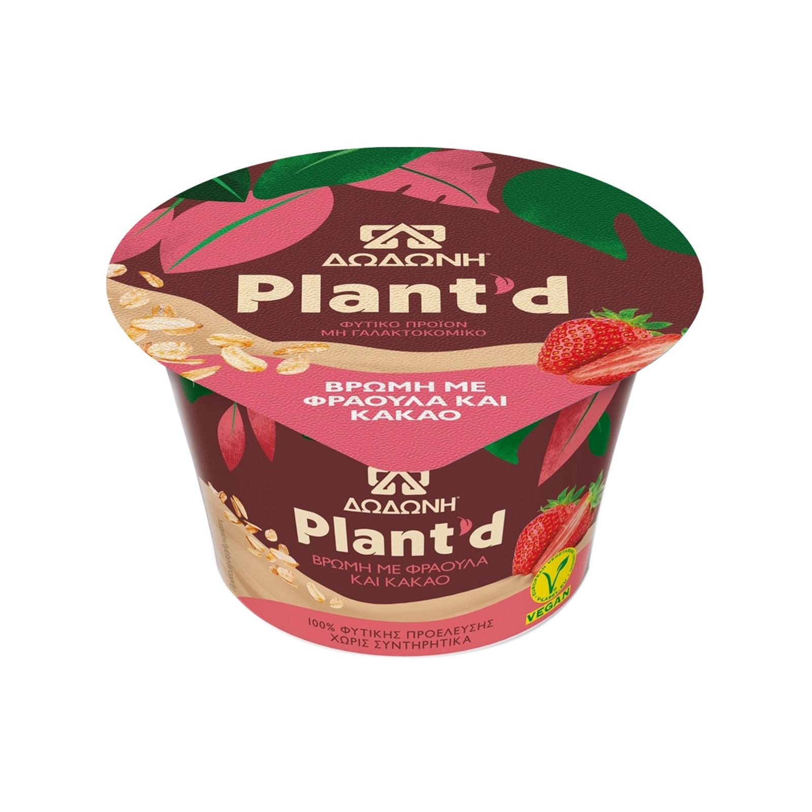 Δωδώνη Plant'd επιδόρπιο φυτικό ψυγείου βρώμη με φράουλα & κακάο 150g εικόνα 1
