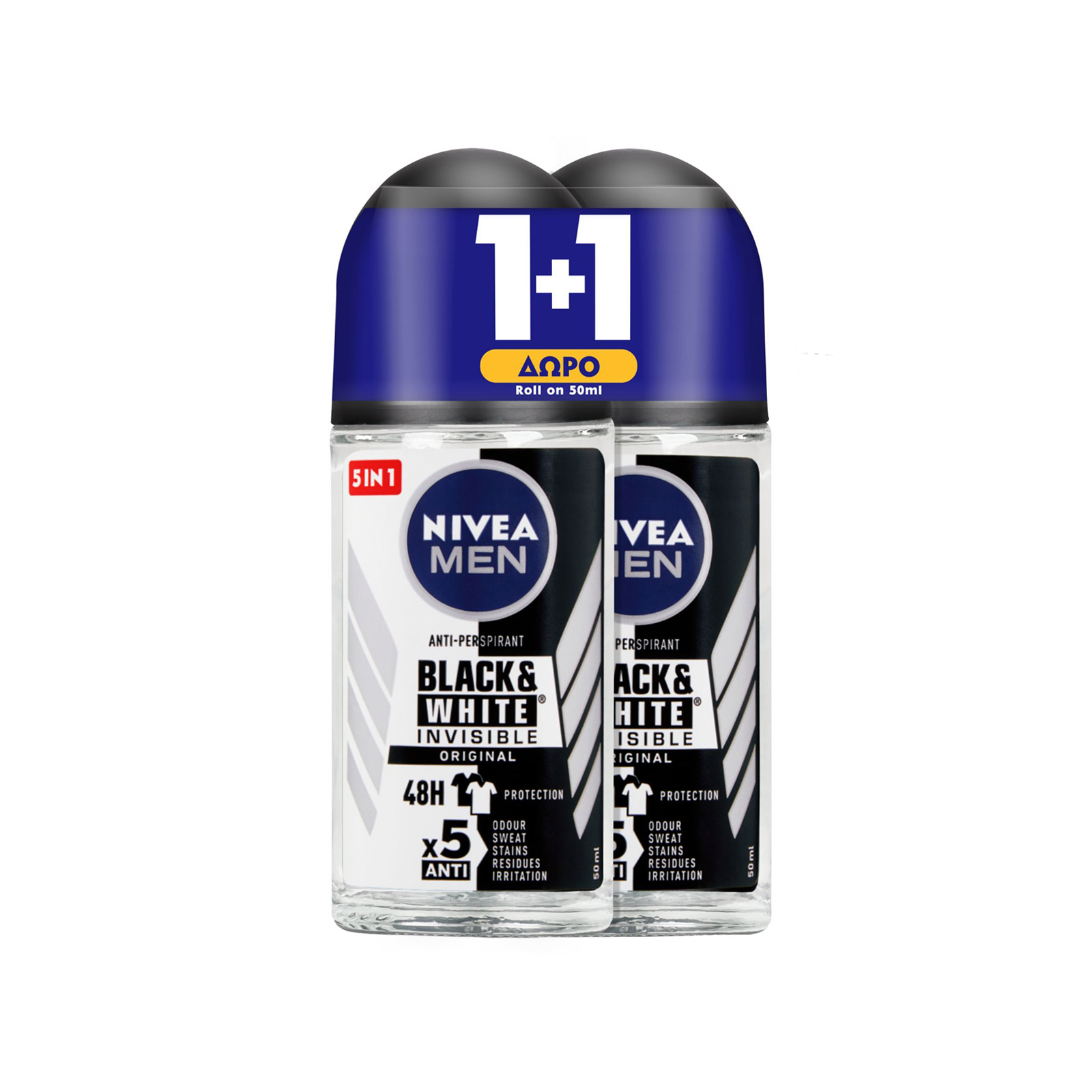 Nivea Invisible αποσμητικό roll on αντρικό for black & white/ κατά των λευκών σημαδιών αντρικό 50ml εικόνα 1