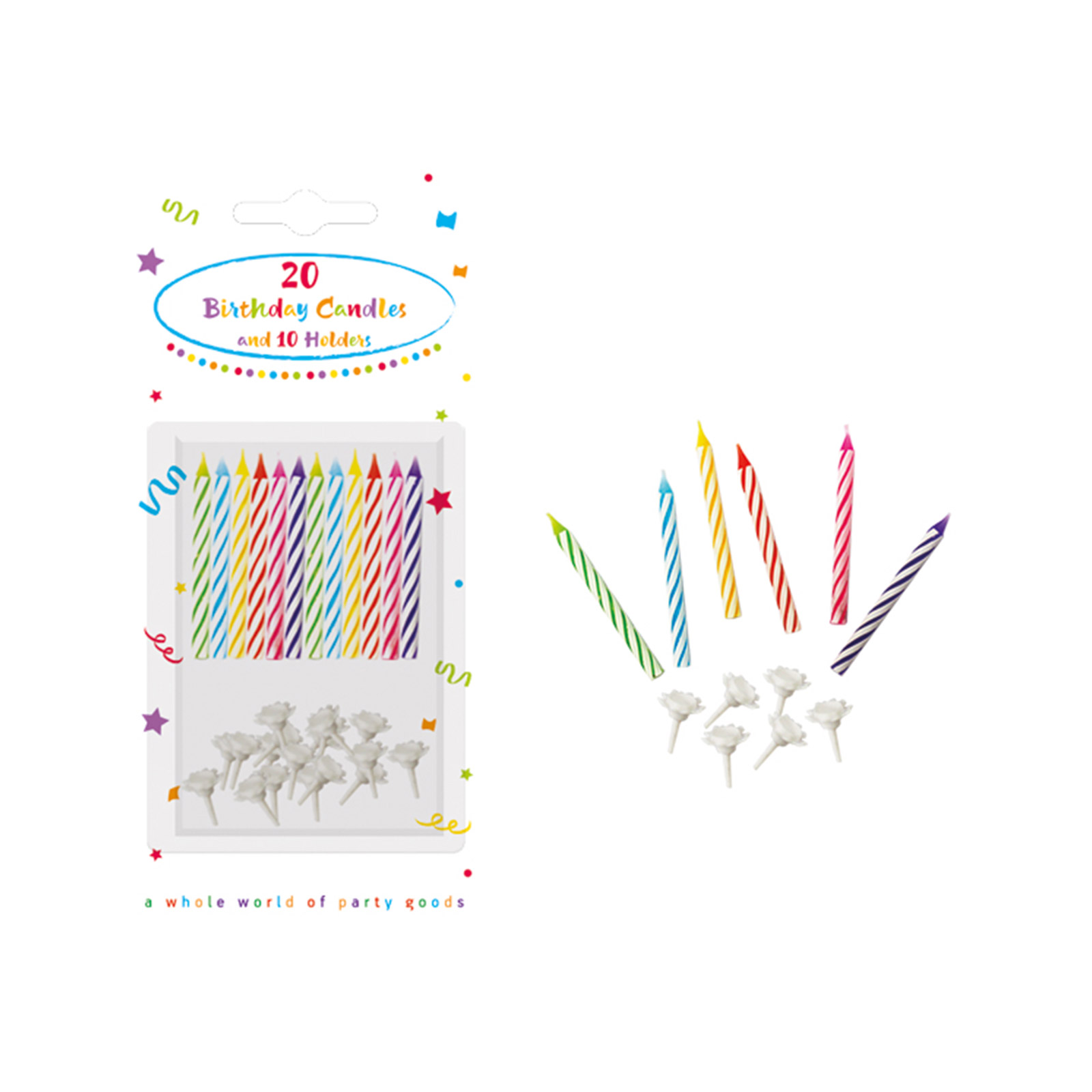 Decorata Party κεριά γενεθλίων με βάση 20τεμ εικόνα 1