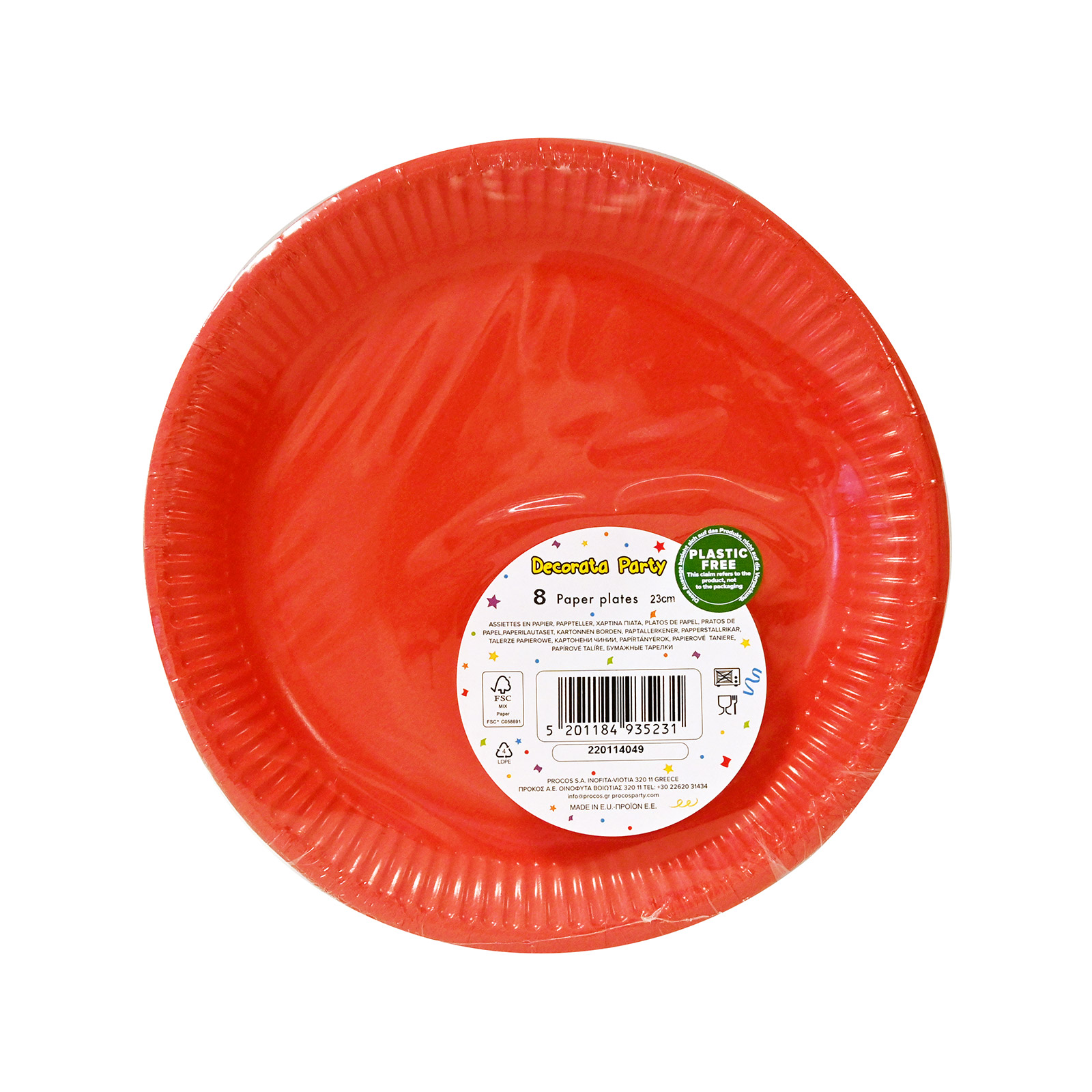 Decorata πιάτα μιας χρήσης μεγάλα - κόκκινα 8τεμ εικόνα 1