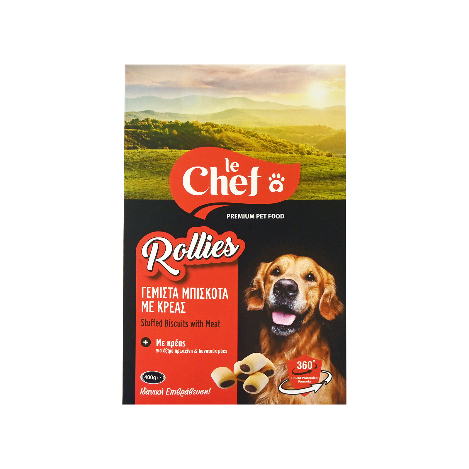 Le Chef Rollies τροφή σκύλου συμπληρωματική γεμιστά μπισκότα με κρέας 400g εικόνα 1