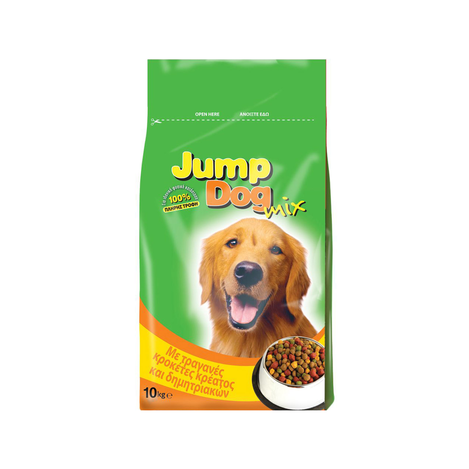 Jump Dog Mix ξηρά τροφή σκύλου με τραγανές κροκέτες κρέατος & δημητριακών 10kg εικόνα 1