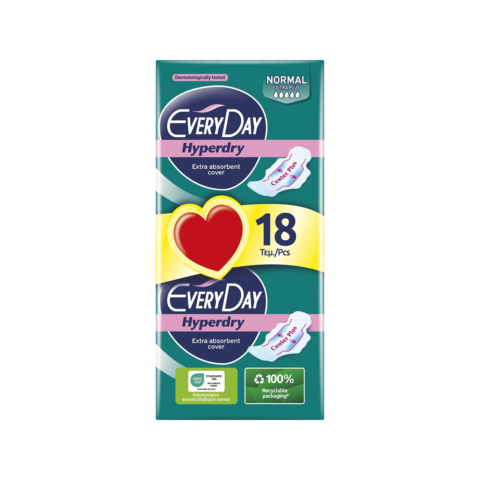 Everyday Hyperdry σερβιέτες normal ultra plus με φτερά 18τεμ εικόνα 1