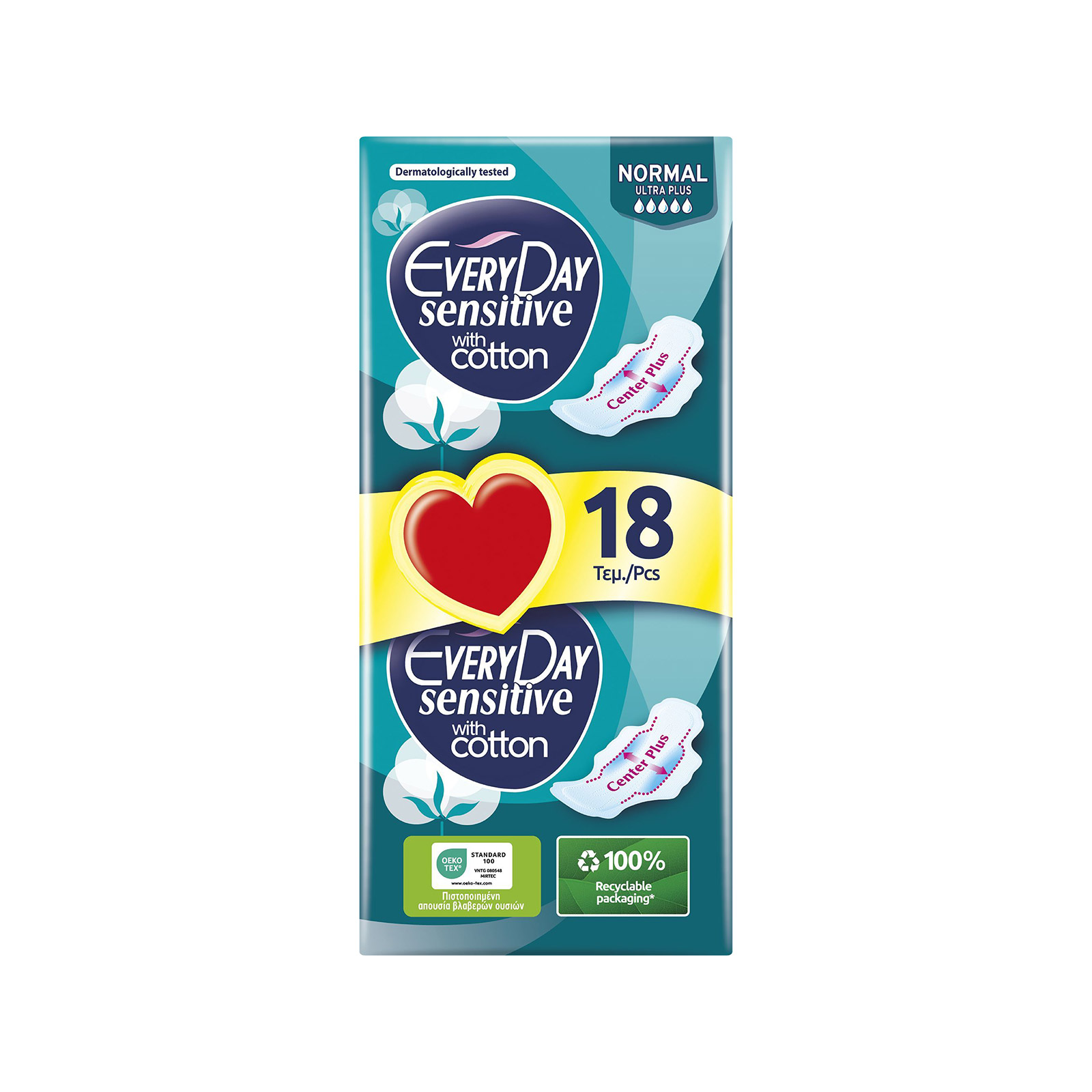 Everyday Sensitive σερβιέτες normal/ ultra plus με φτερά 18τεμ εικόνα 1