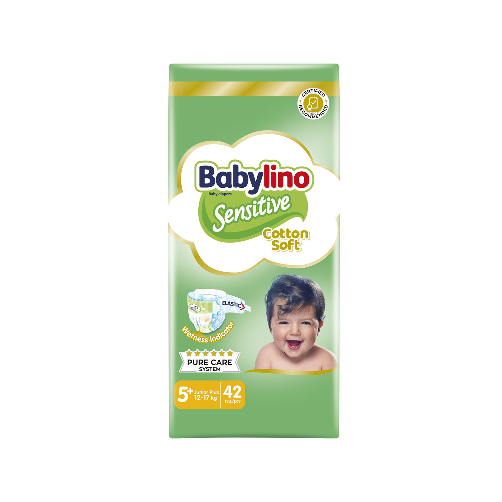 Babylino Sensitive Cotton Soft πάνες παιδικές Nο. 5+ / 12- 17kg 42τεμ εικόνα 1