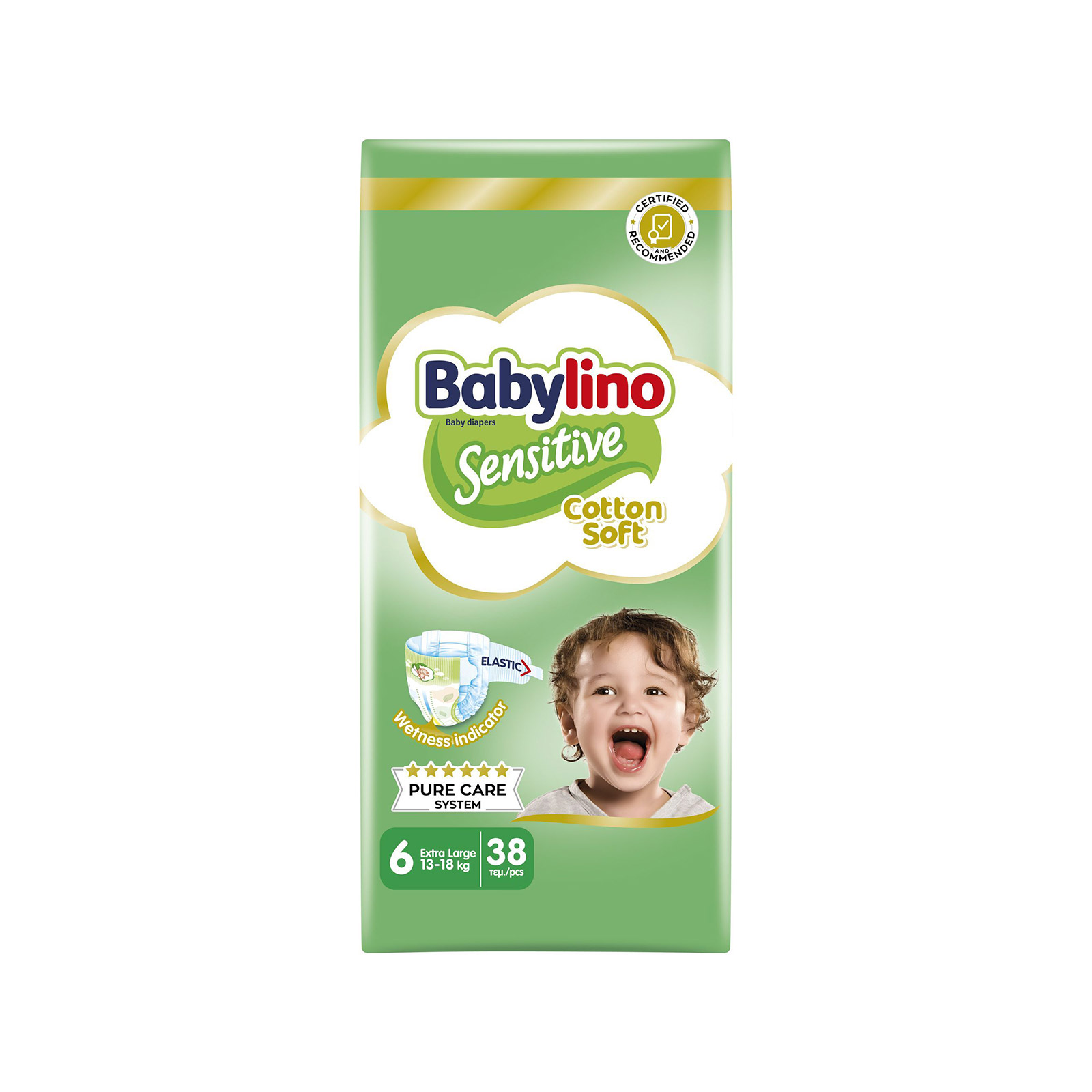Babylino Sensitive Cotton Soft πάνες παιδικές Nο. 6 / 13- 18kg 38τεμ εικόνα 1