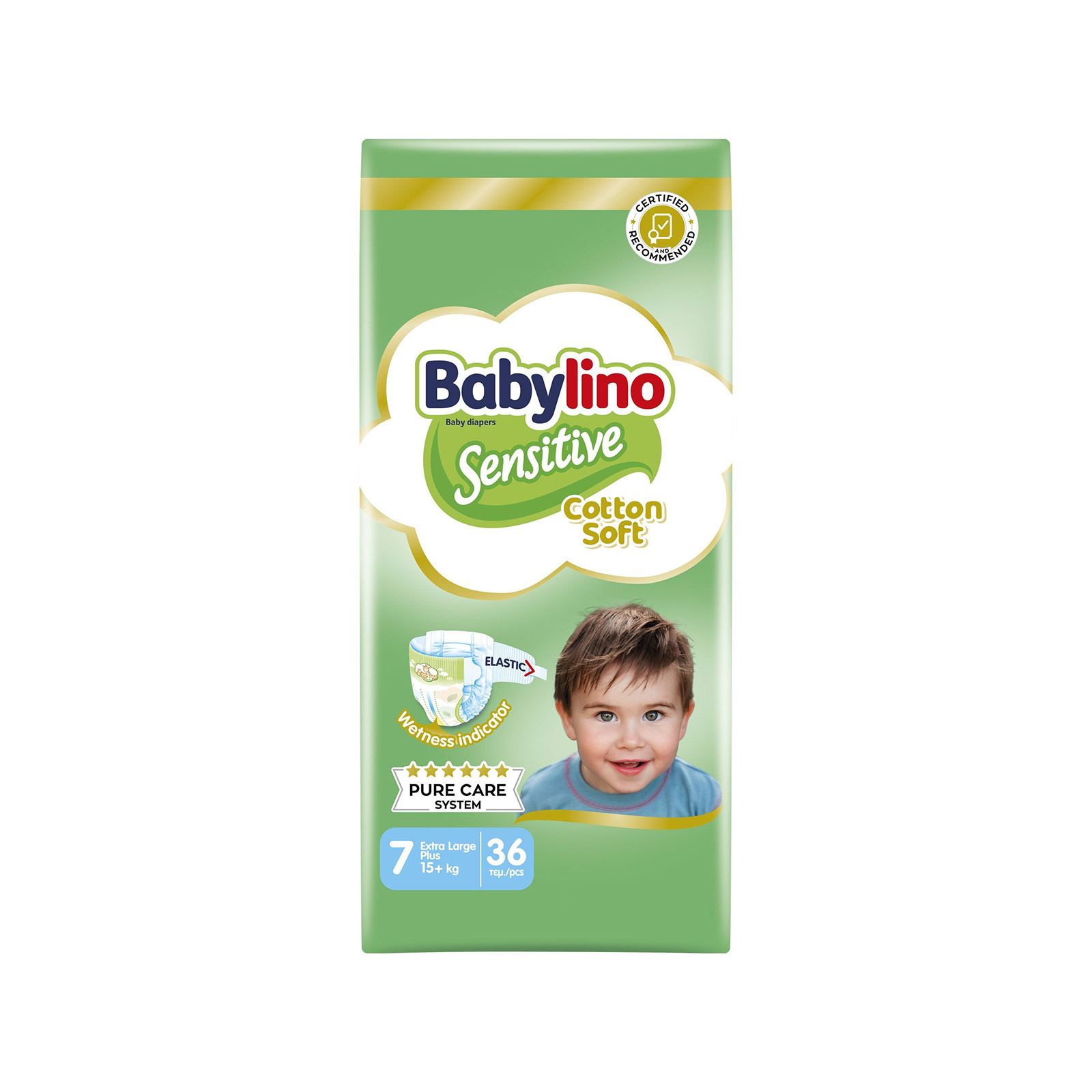 Babylino Sensitive Cotton Soft πάνες παιδικές Nο. 7 / 15 kg + 36τεμ εικόνα 1