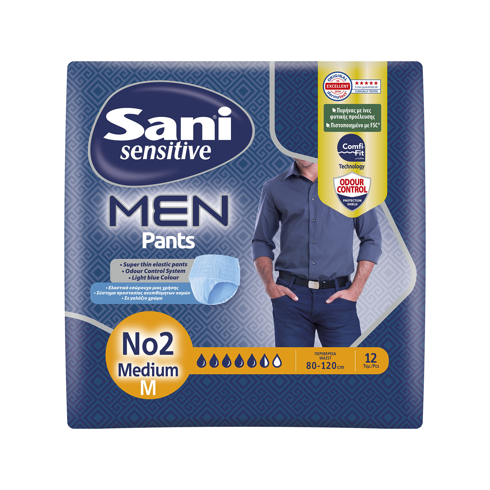 Sani Men sensitive πάνες ακράτειας Nο. 2/ medium/ περιφέρεια 80- 120cm 12τεμ εικόνα 1