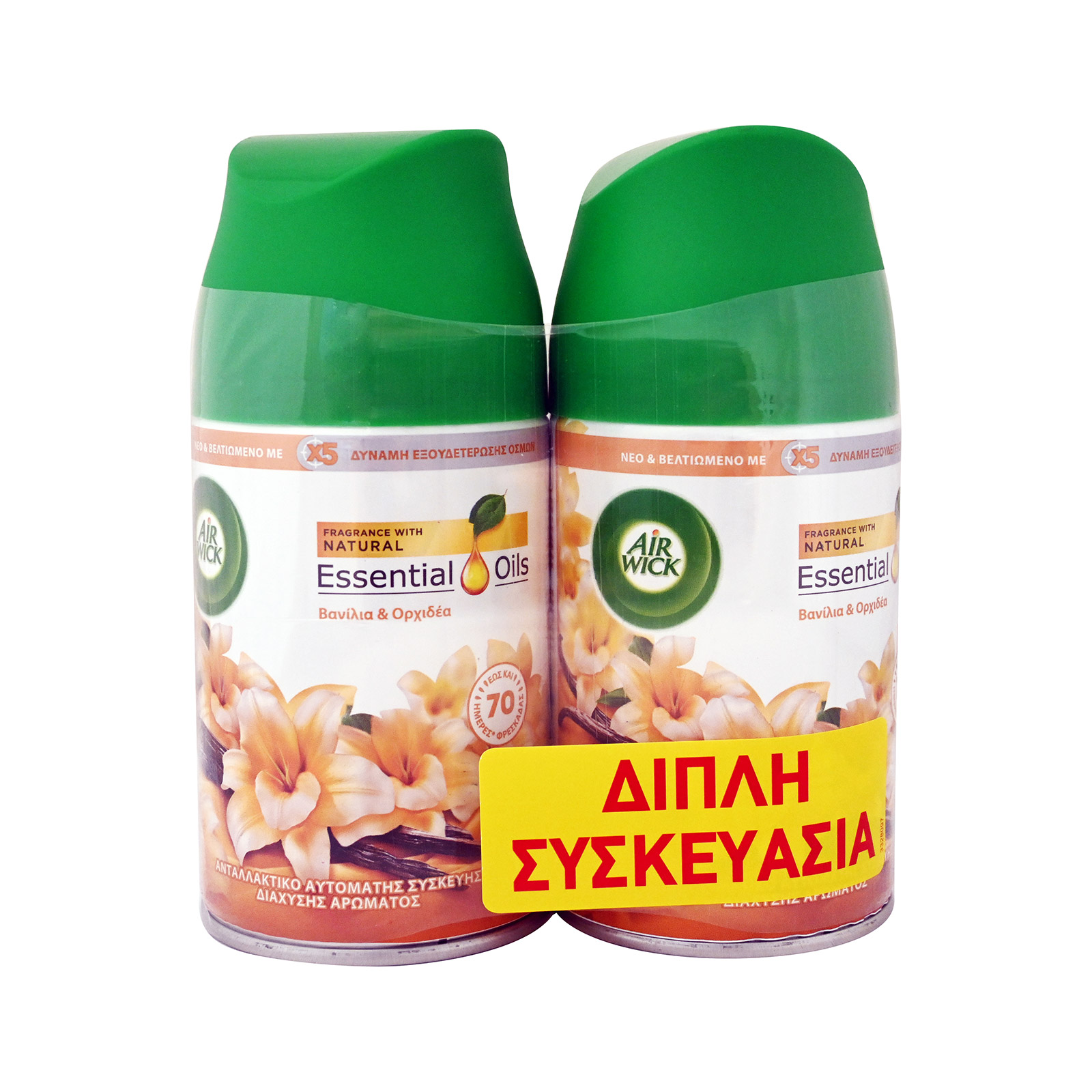 Airwick Essential Oils ανταλλακτικό αρωματικό χώρου αυτόματης συσκευής βανίλια & ορχιδέα 250ml εικόνα 1