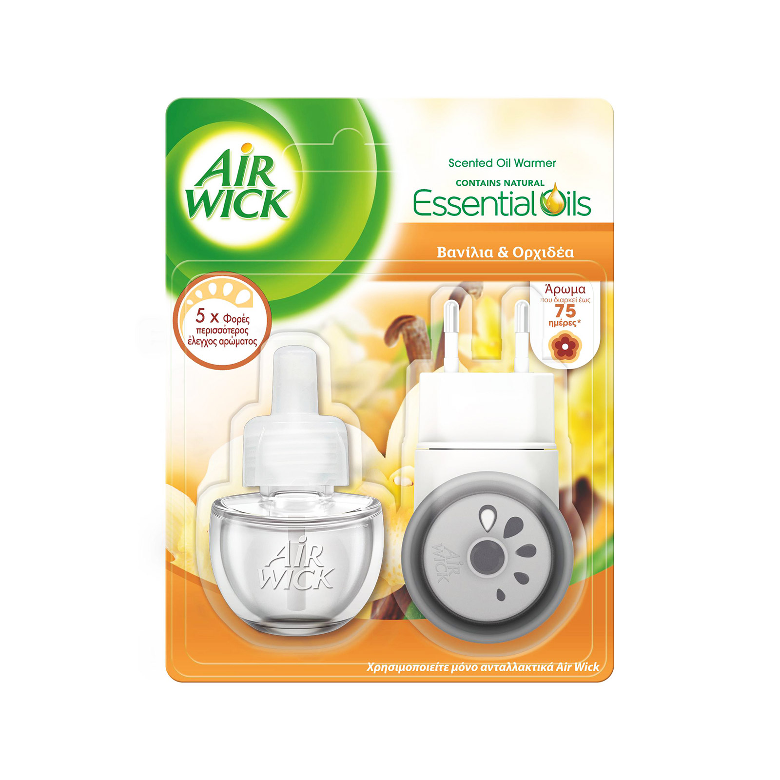 Airwick Essential Oils ανταλλακτικό αποσμητικό χώρου + συσκευή βανίλια & ορχιδέα 19ml εικόνα 1