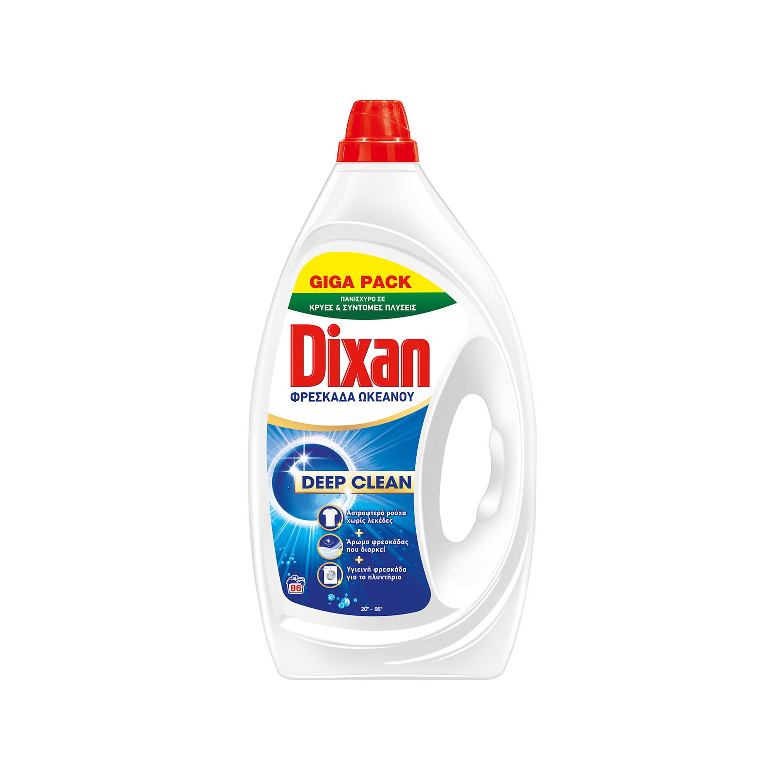 Dixan Deep Clean υγρό απορρυπαντικό πλυντηρίου ρούχων φρεσκάδα ωκεανού 3,87 lt 86μεζ εικόνα 1