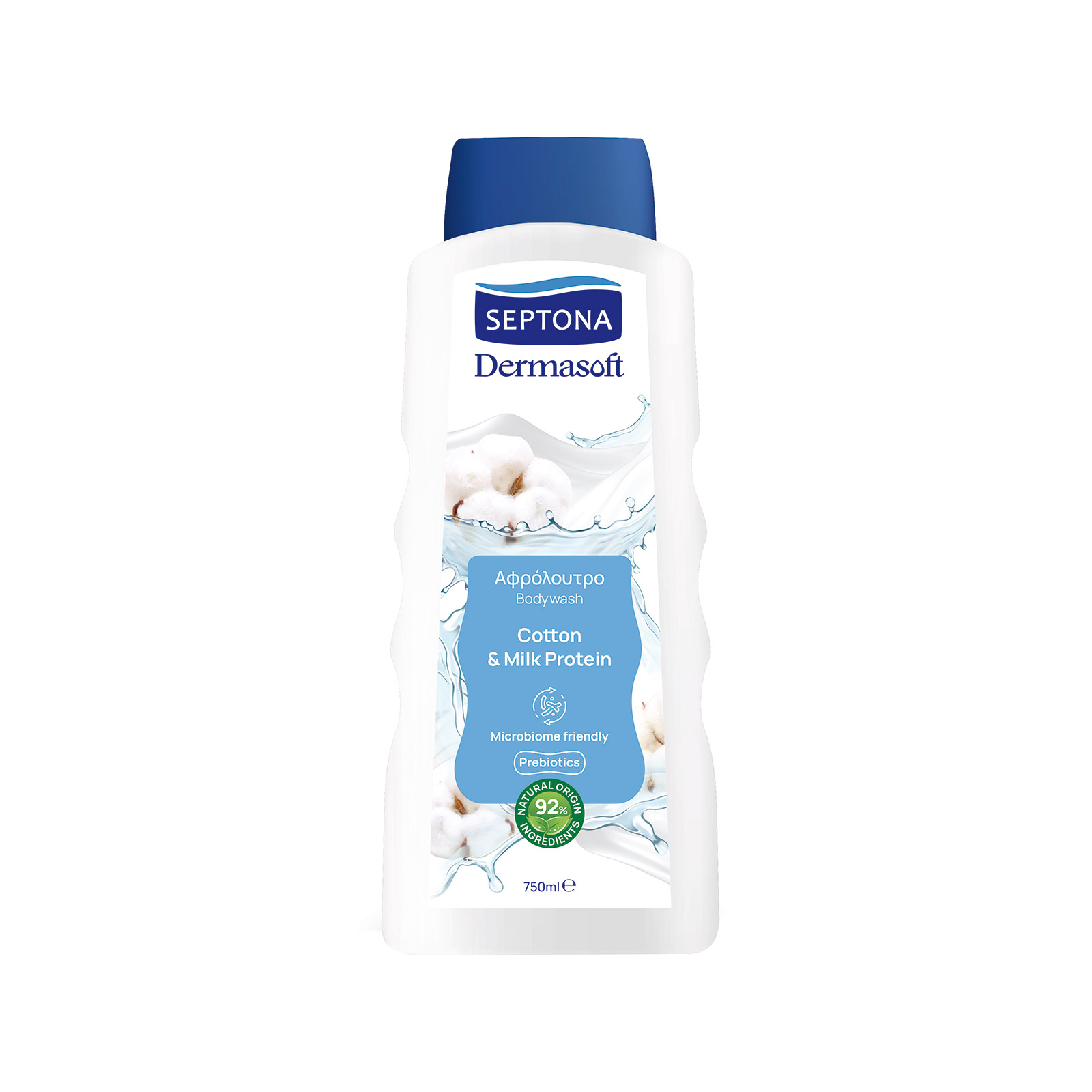 Septona αφρόλουτρο cotton & milk protein 750ml εικόνα 1