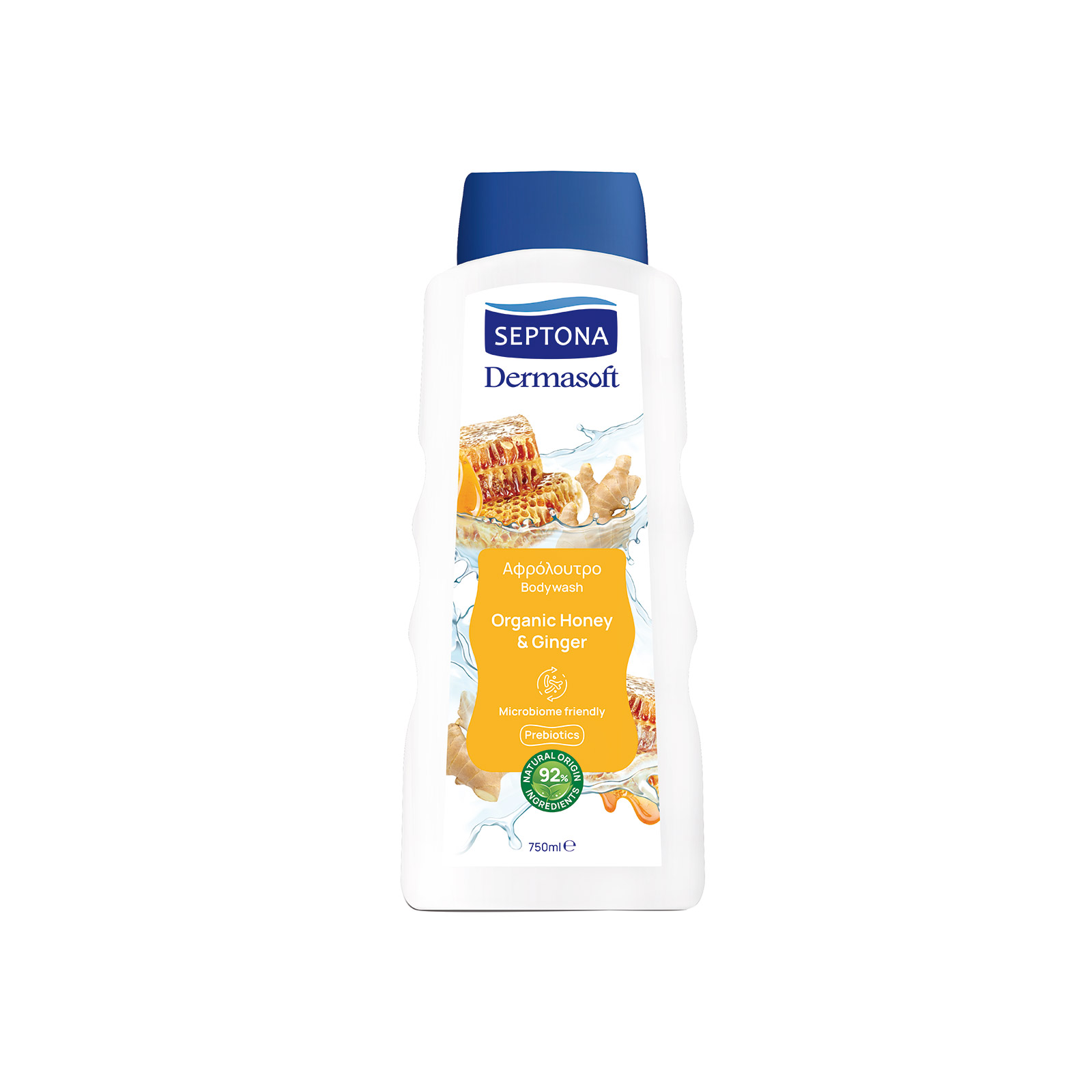 Septona αφρόλουτρο organic honey & ginger 750ml εικόνα 1