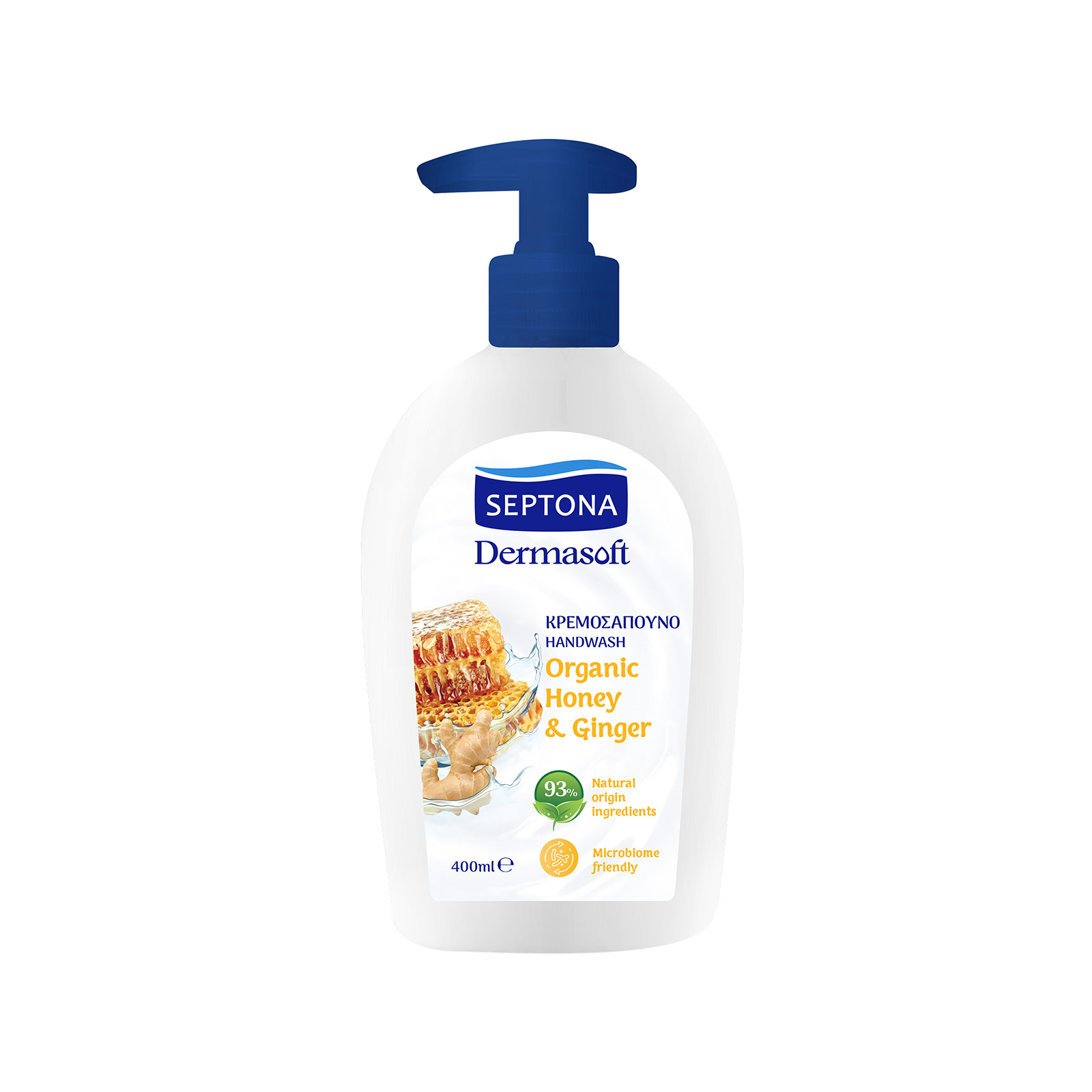 Septona υγρό κρεμοσάπουνο honey & ginger 400ml εικόνα 1