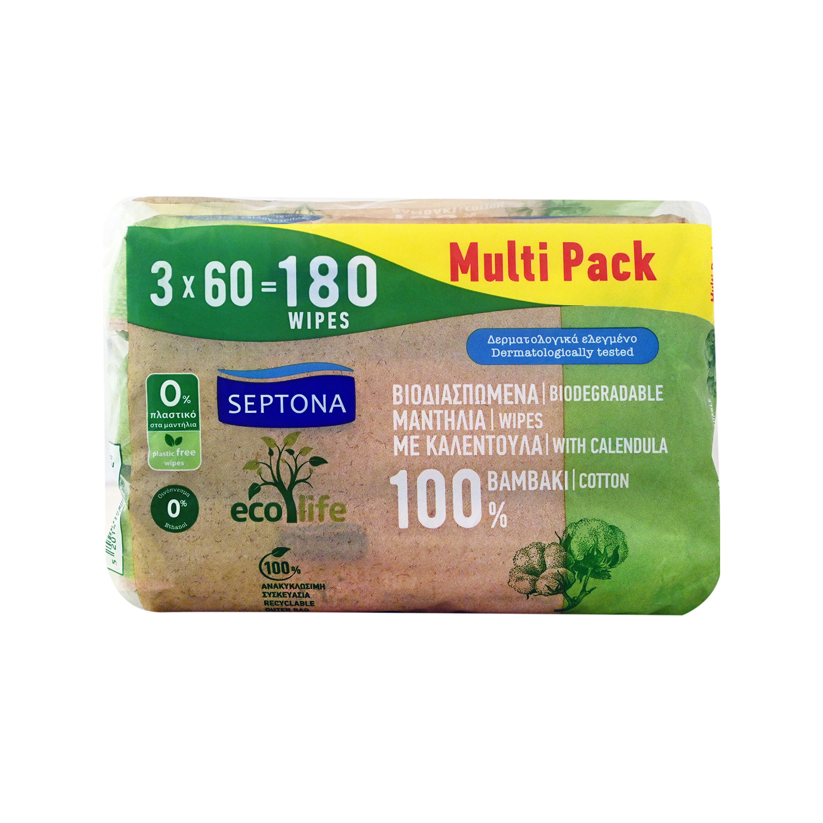 Septona Βιοδιασπώμενα μωρομάντηλα με καλέντουλα 3x60τεμ εικόνα 1