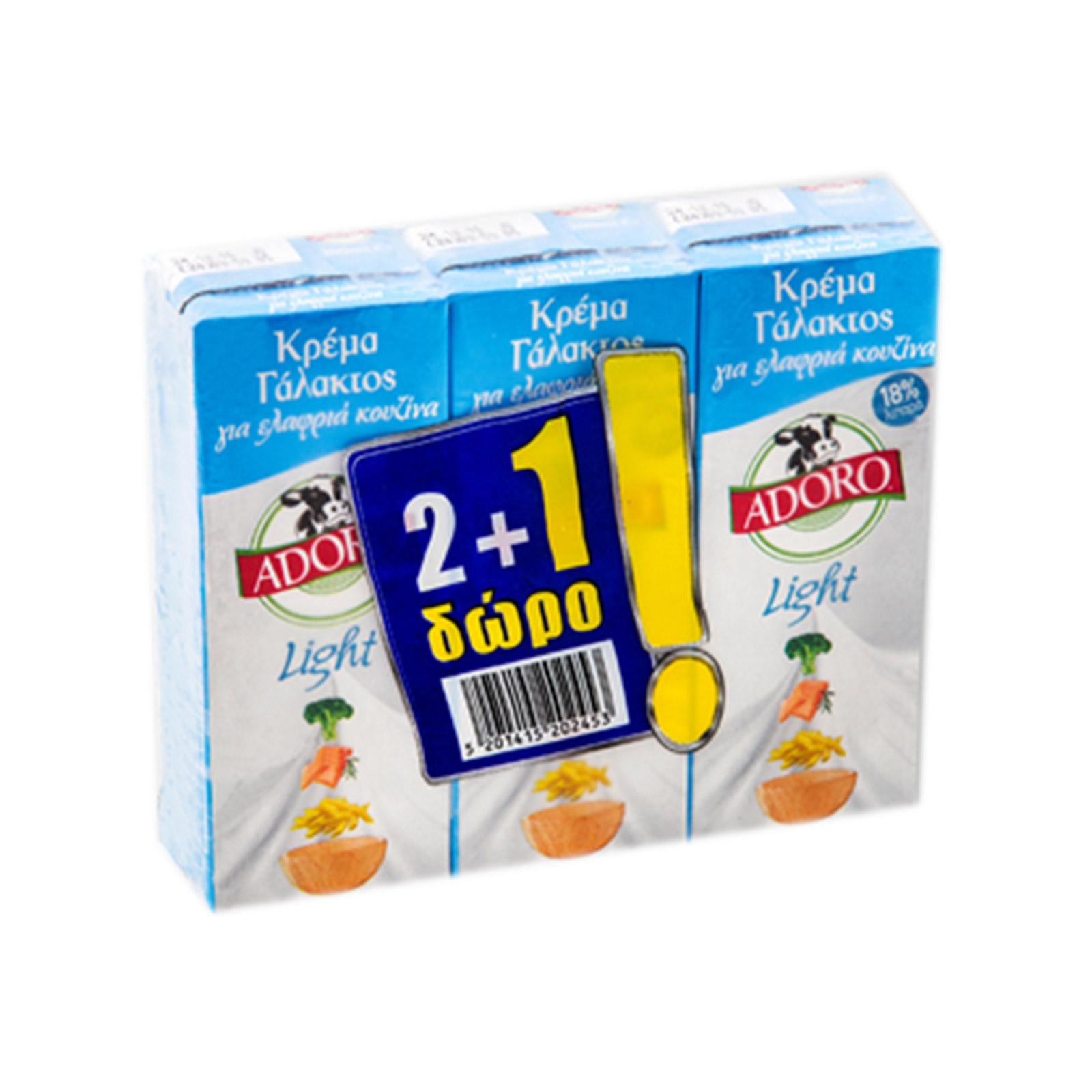 Adoro Για όλες τις χρήσεις κρέμα γάλακτος μακράς διαρκείας light 3x200ml εικόνα 1
