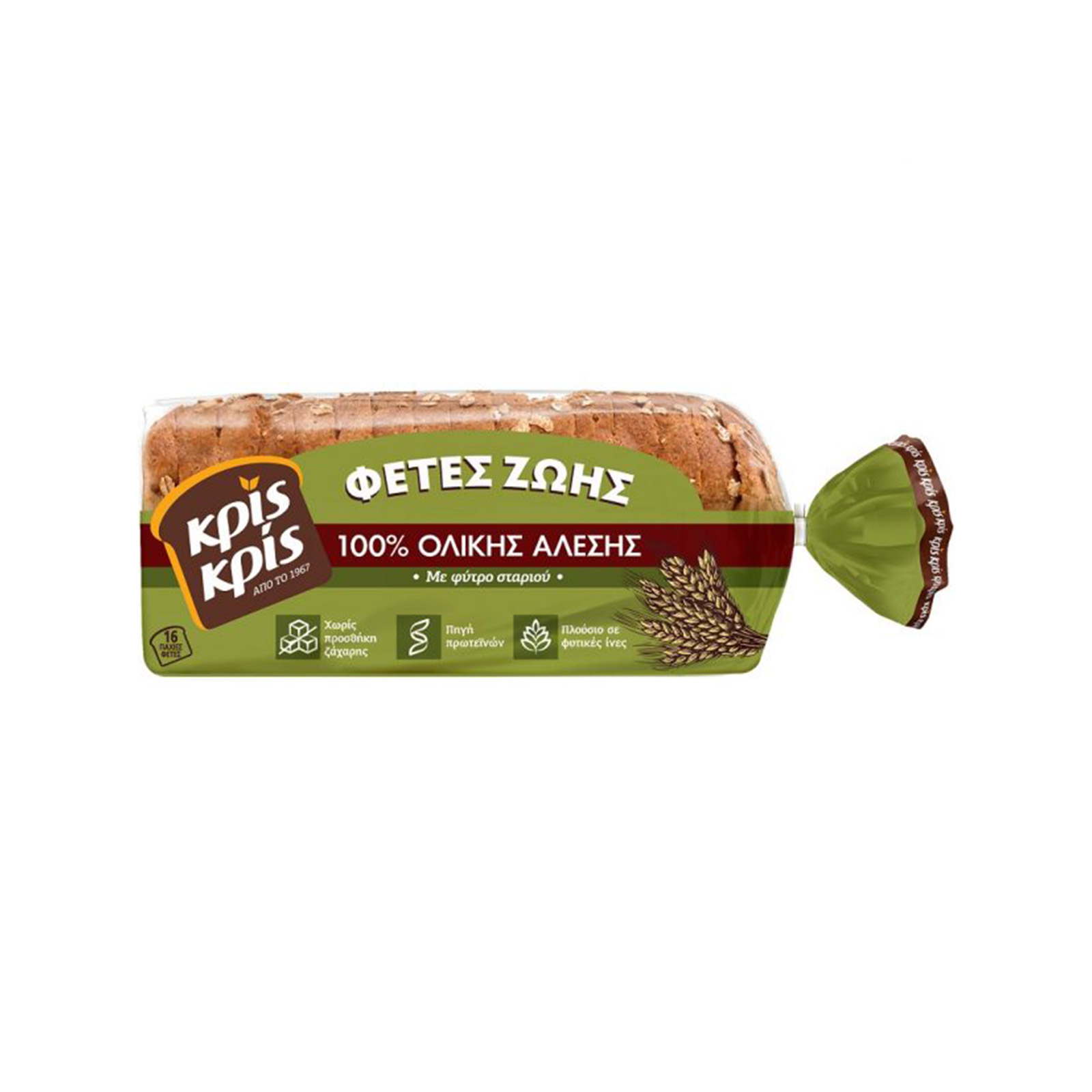 Κρις Κρις Φέτες Ζωής ψωμί τοστ 100% ολικής αλέσεως σε φέτες 500g εικόνα 1