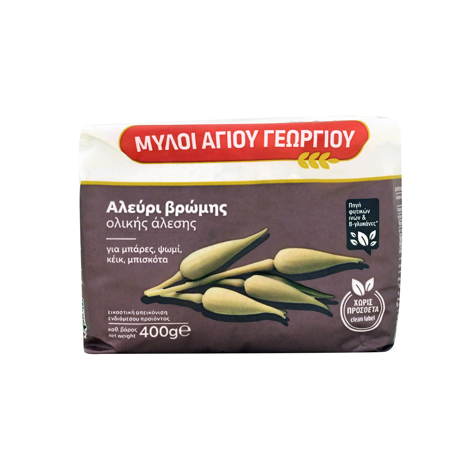 Μύλοι Αγίου Γεωργίου αλεύρι βρώμης ολικής άλεσης 400g εικόνα 1