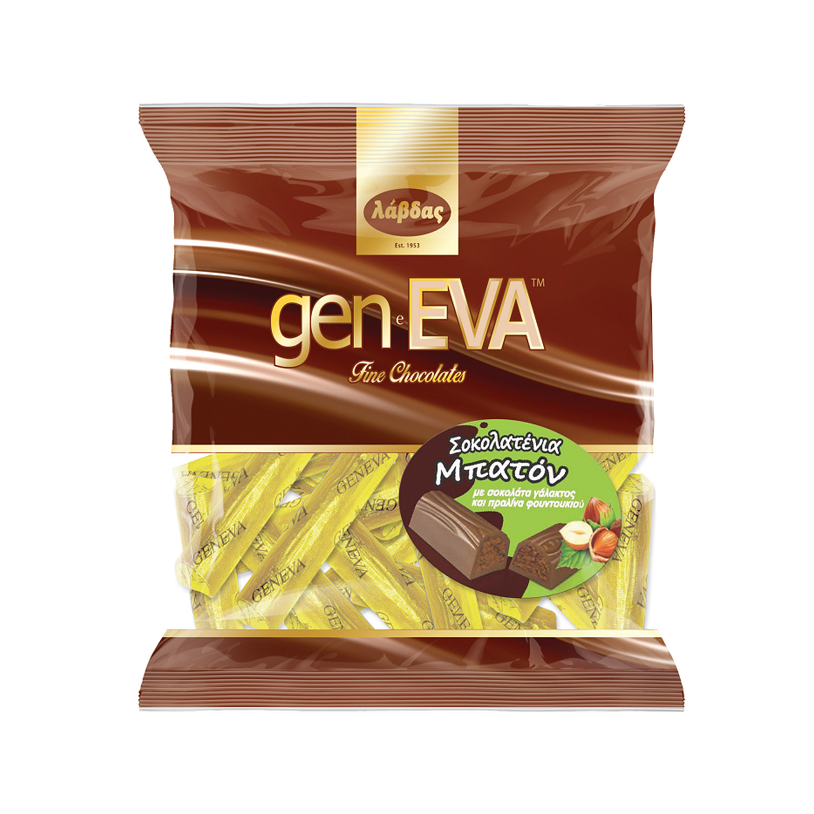 Geneva Μπατόν σοκολατάκια γάλακτος με πραλίνα φουντουκιού 200g εικόνα 1