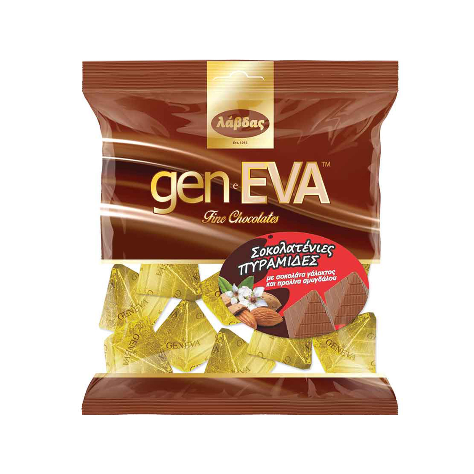 Geneva Πυραμίδες σοκολατάκια με πραλίνα αμυγδάλου 200g εικόνα 1