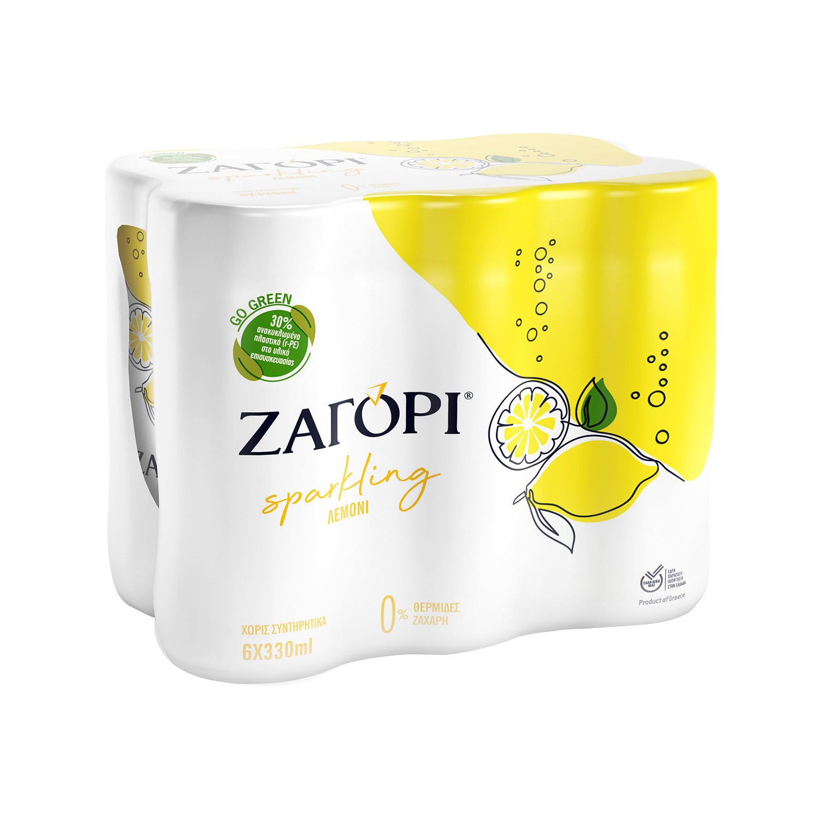 Ζαγόρι φυσικό μεταλλικό νερό ανθρακούχο λεμόνι 6x330ml εικόνα 1