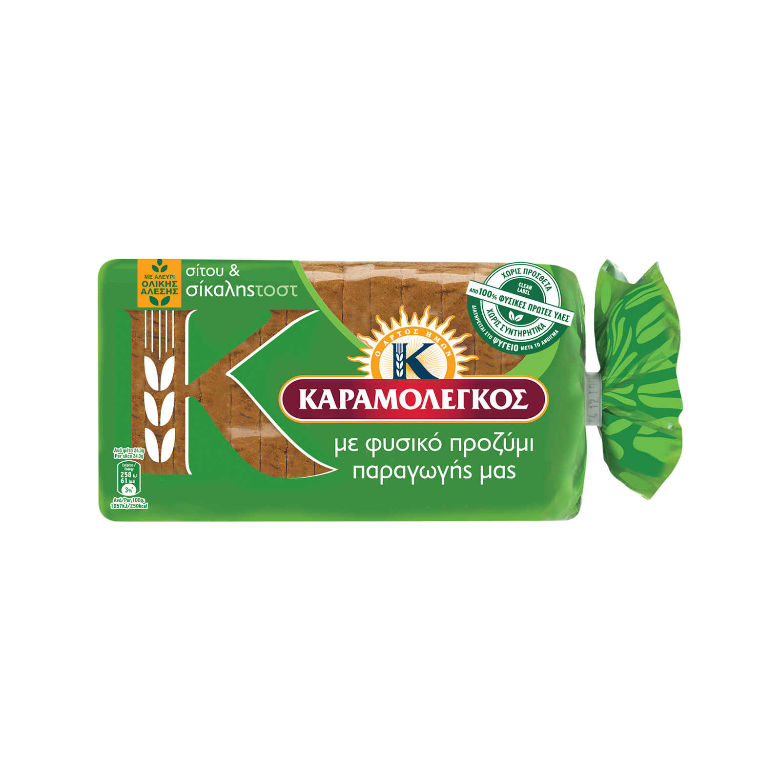 Καραμολέγκος ψωμί τοστ ολικής αλέσεως με σίκαλη σε φέτες 340g εικόνα 1