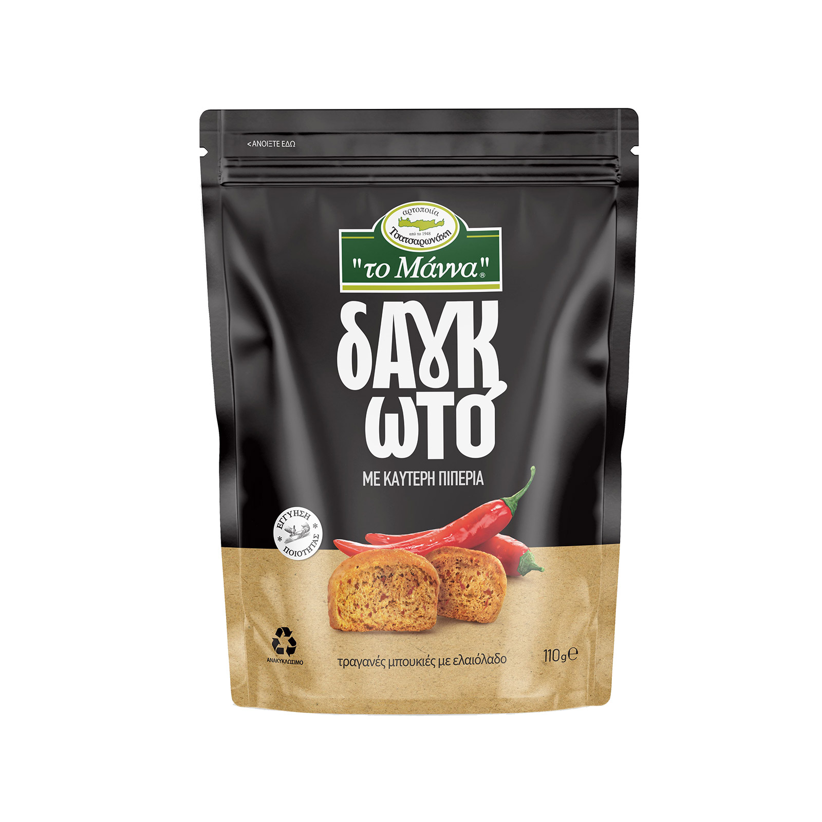 Αρτοποιεία Τσατσαρωνάκη Το Μάννα δαγκωτό παξιμάδι με καυτερή πιπεριά 110g εικόνα 1