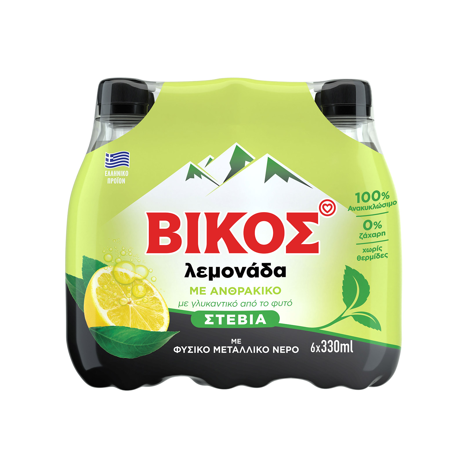 Βίκος Stevia αναψυκτικό λεμονάδα 6x330ml εικόνα 1