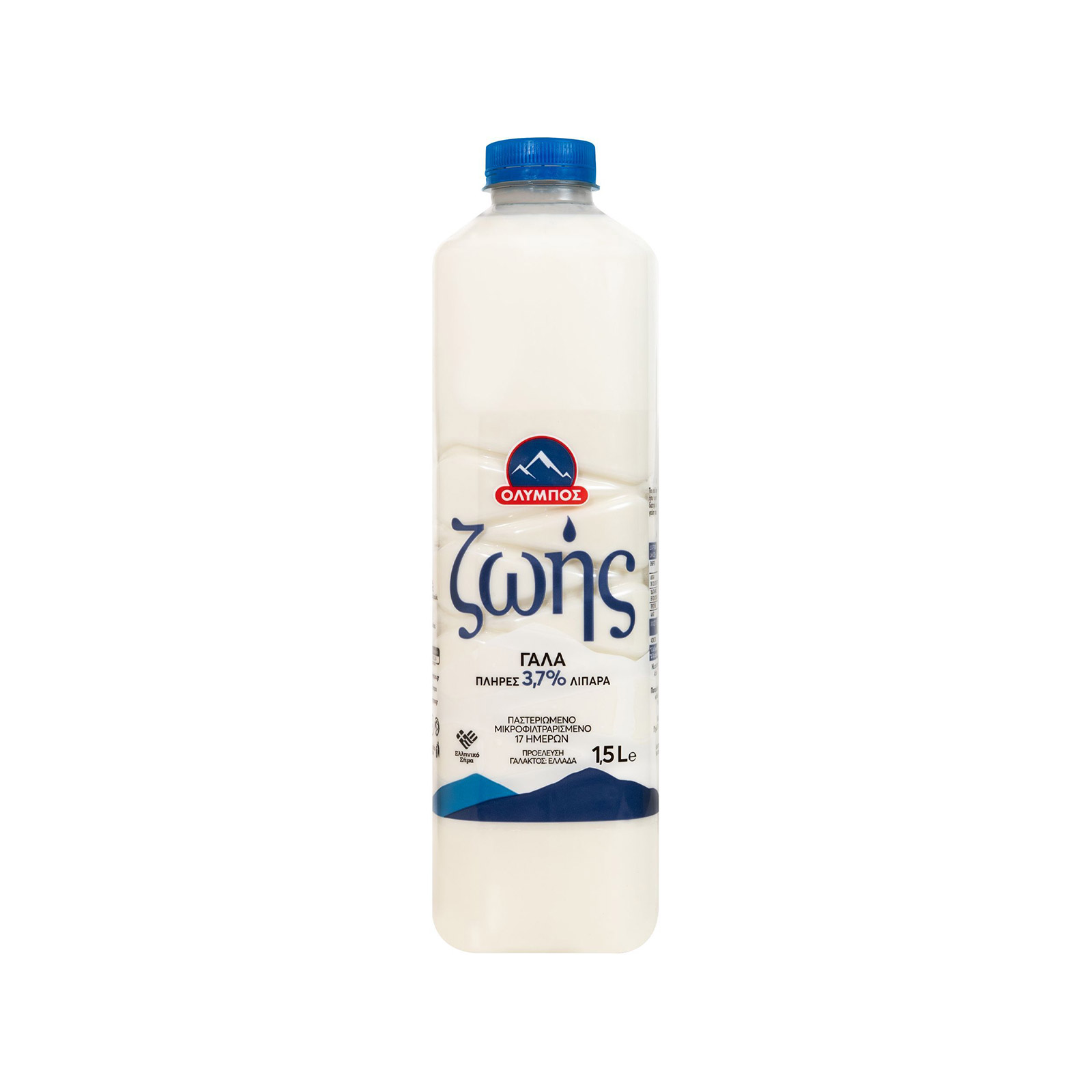 Ολυμπος Ζωής γάλα αγελάδος μικροφιλτραρισμένο πλήρες 1.5lt εικόνα 1