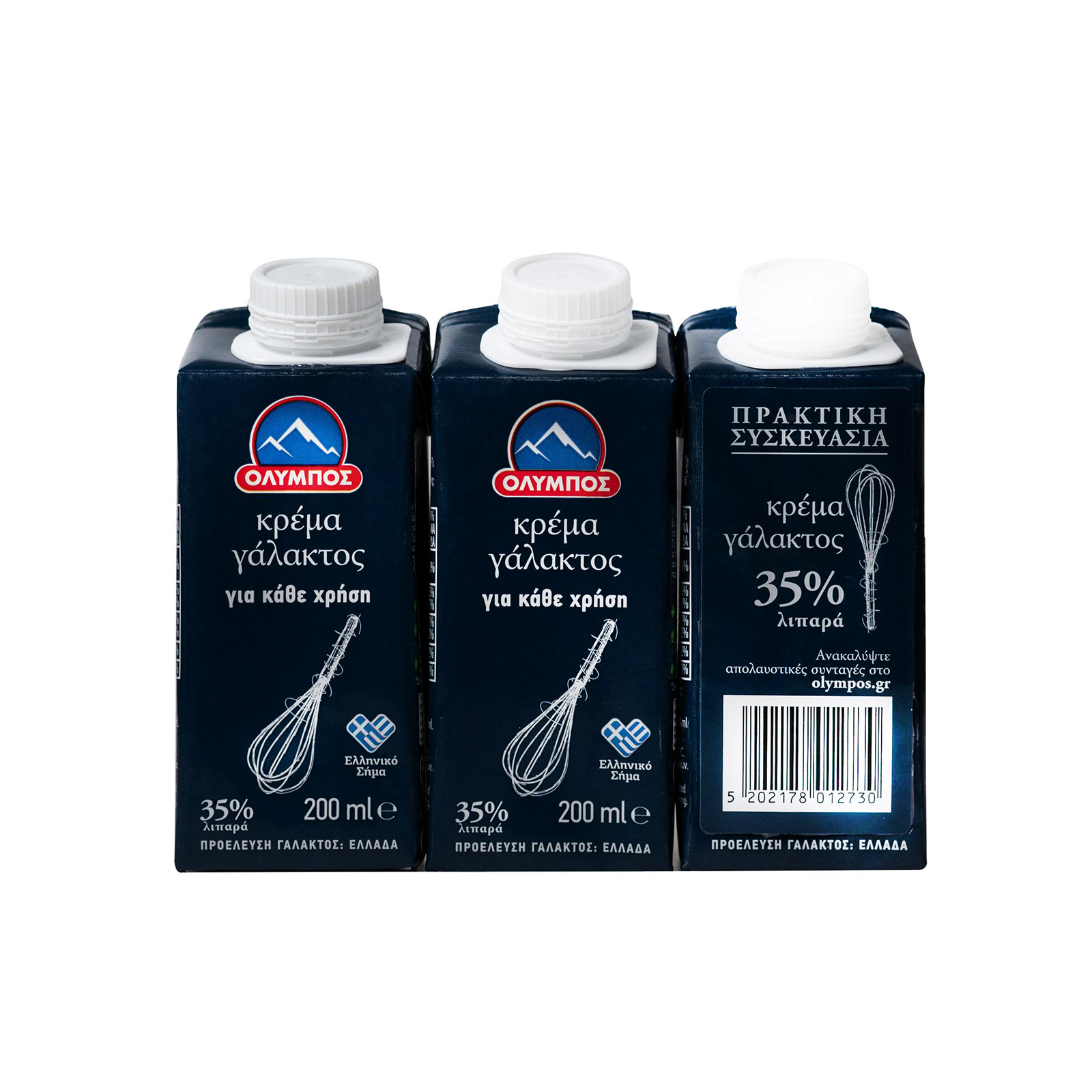 Όλυμπος Για κάθε χρήση κρέμα γάλακτος μακράς διαρκείας 35% λιπαρά 3x200ml εικόνα 1