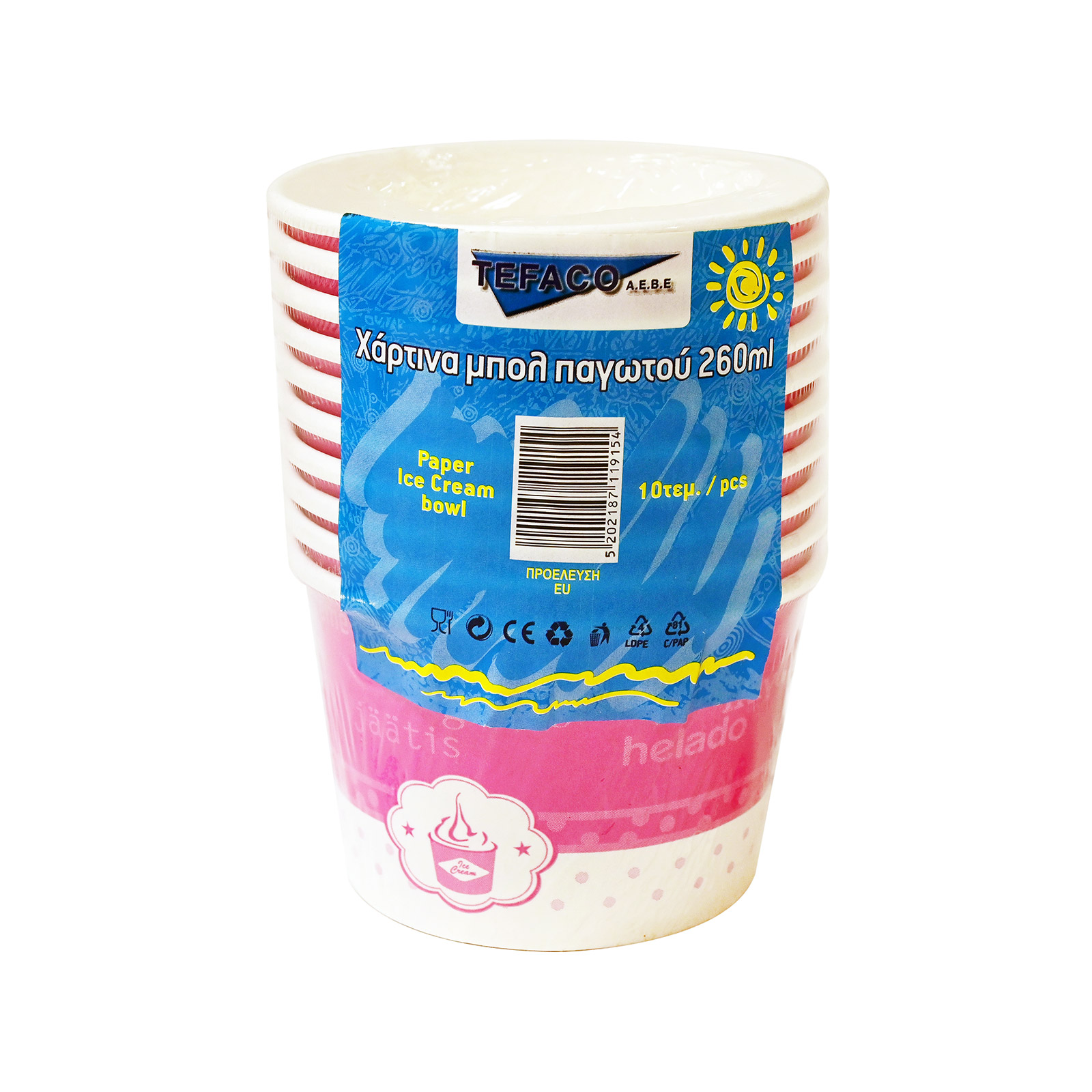Tefaco μπωλ παγωτού χάρτινο 260ml 10τεμ εικόνα 1