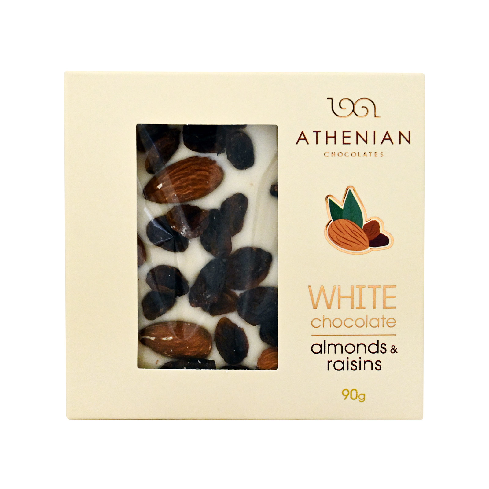 Athenian λευκή σοκολάτα αμύγδαλα & σταφίδες 90g εικόνα 1