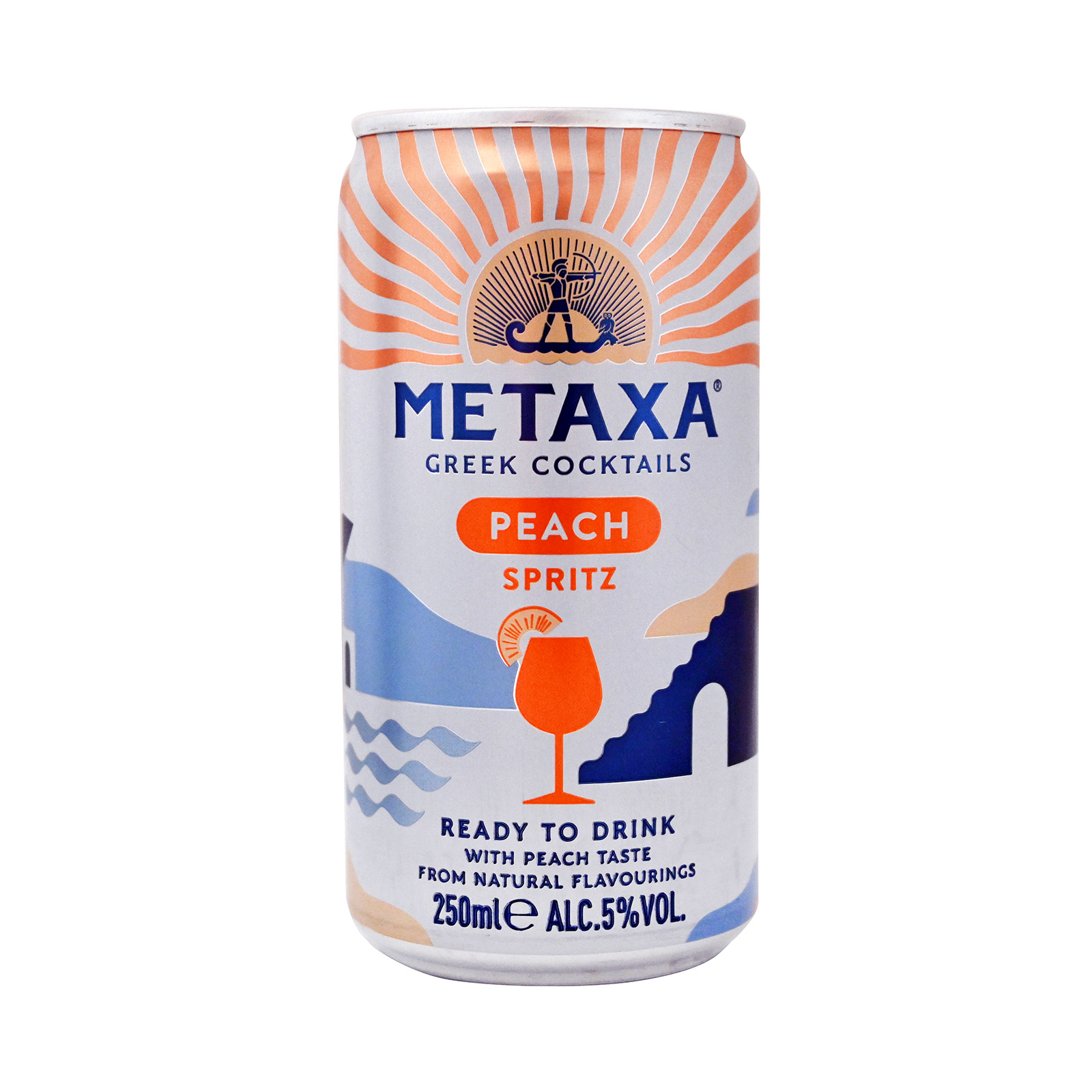 Metaxa Greek coctails ανθρακούχο αλκοολούχο ποτό peach spritz 250ml εικόνα 1