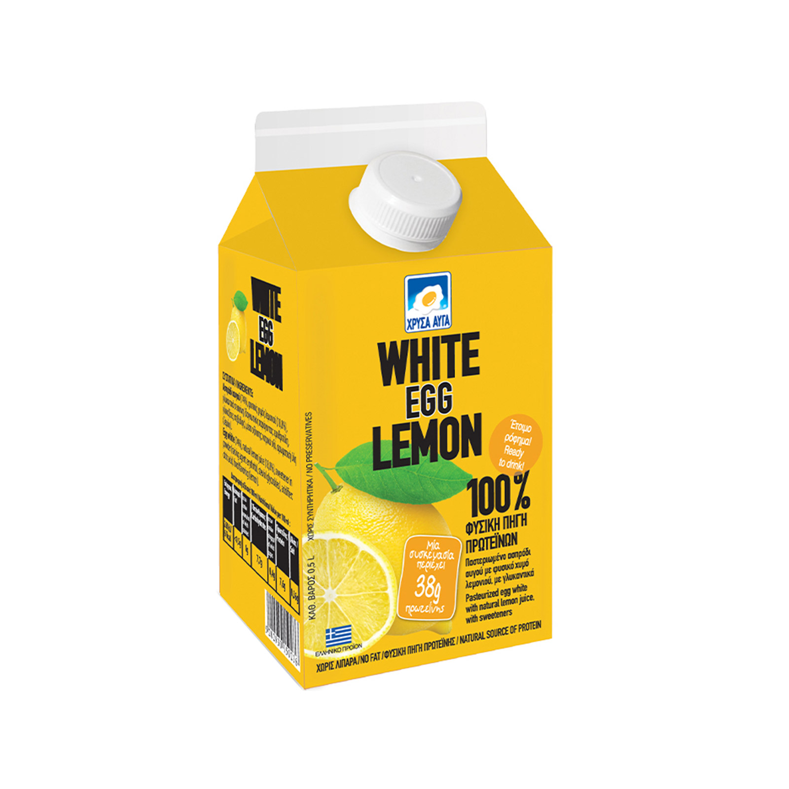 Χρυσά Αυγά White egg ρόφημα πρωτεΐνης αυγού lemon 500ml εικόνα 1
