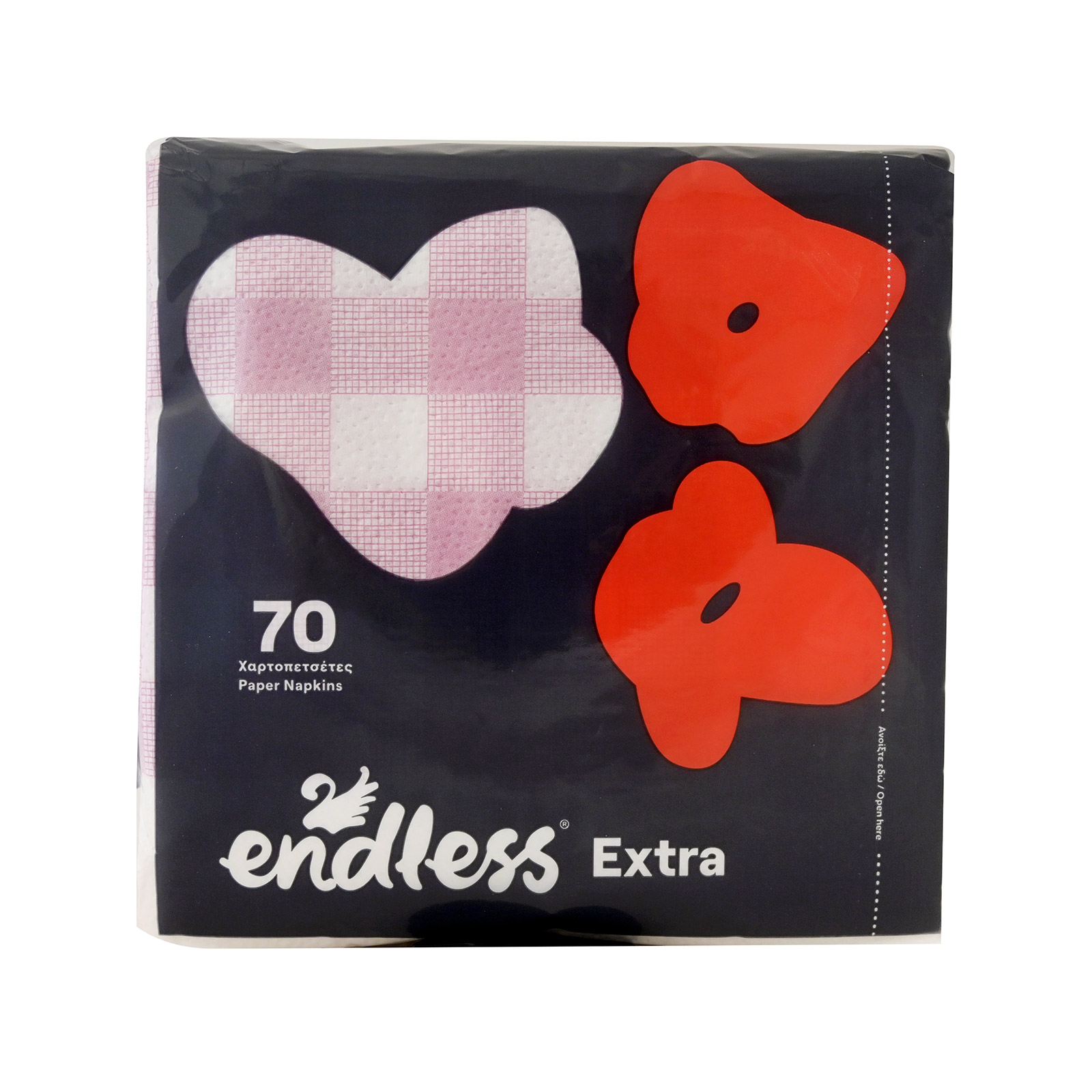 Endless Extra χαρτοπετσέτες μεσαίες ροζ 33x33εκ. 70τεμ. 133g εικόνα 1