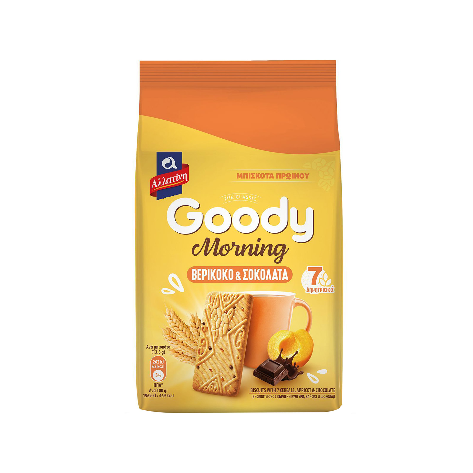Αλλατίνη Goody Morning μπισκότα βερίκοκο & σοκολάτα 185g εικόνα 1