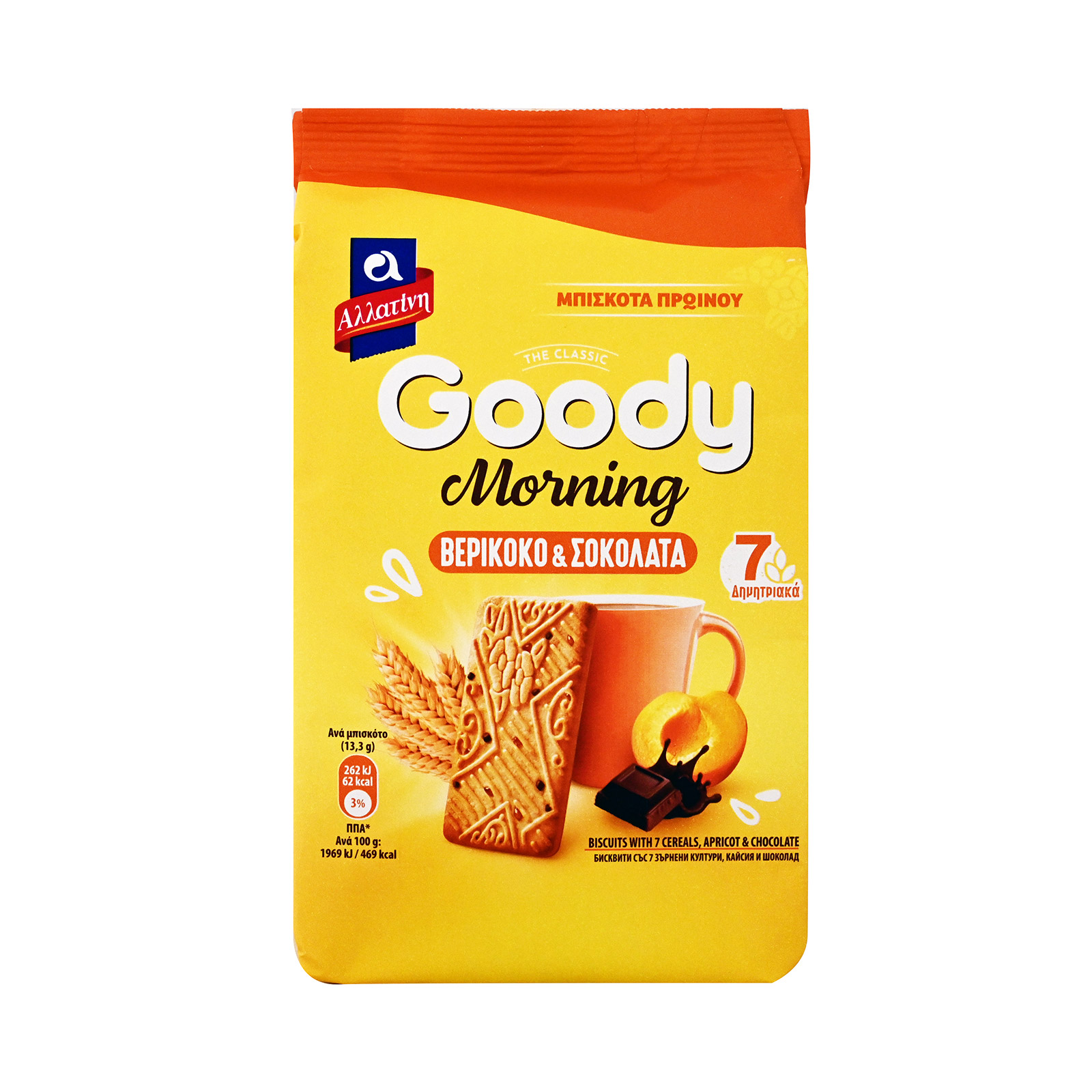 Αλλατίνη Goody Morning μπισκότα βερίκοκο & σοκολάτα 185g εικόνα 1