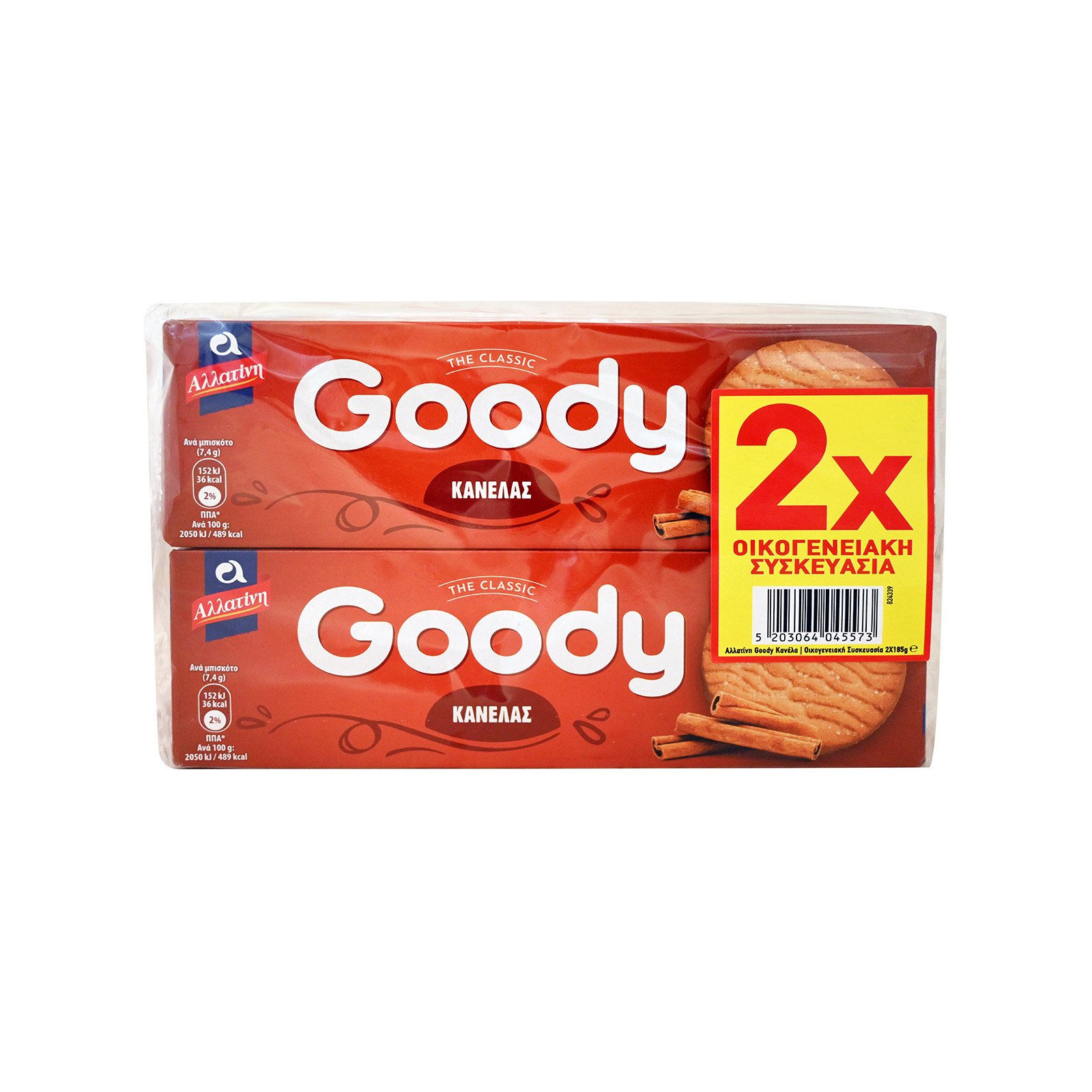 Goody μπισκότα κανέλας 2x185g εικόνα 1