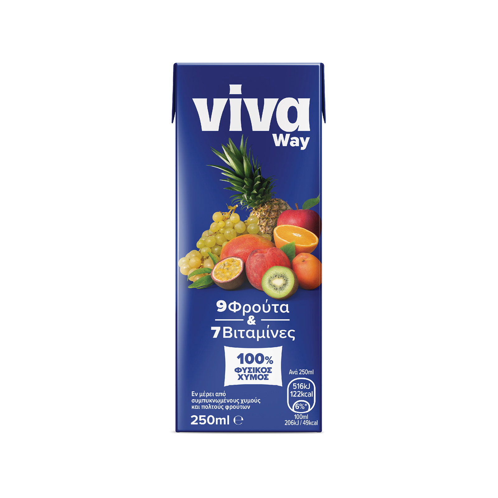 Viva way Exotic 100% φυσικός χυμός χωρίς ζάχαρη 9 φρούτα με 7 βιταμίνες 250ml εικόνα 1