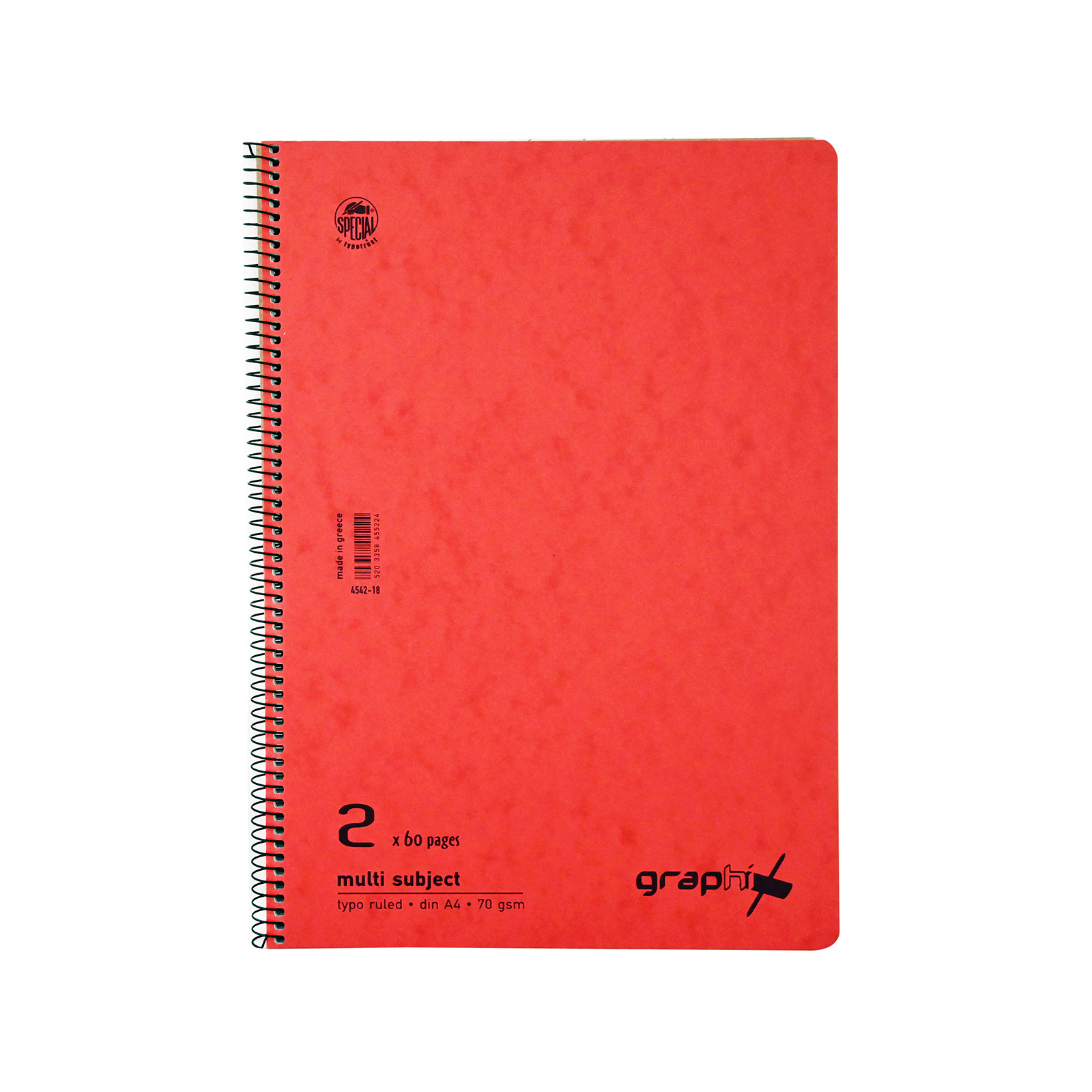 Graphix τετράδιο σπιράλ κόκκινο Α4 -2 θέματα εικόνα 1