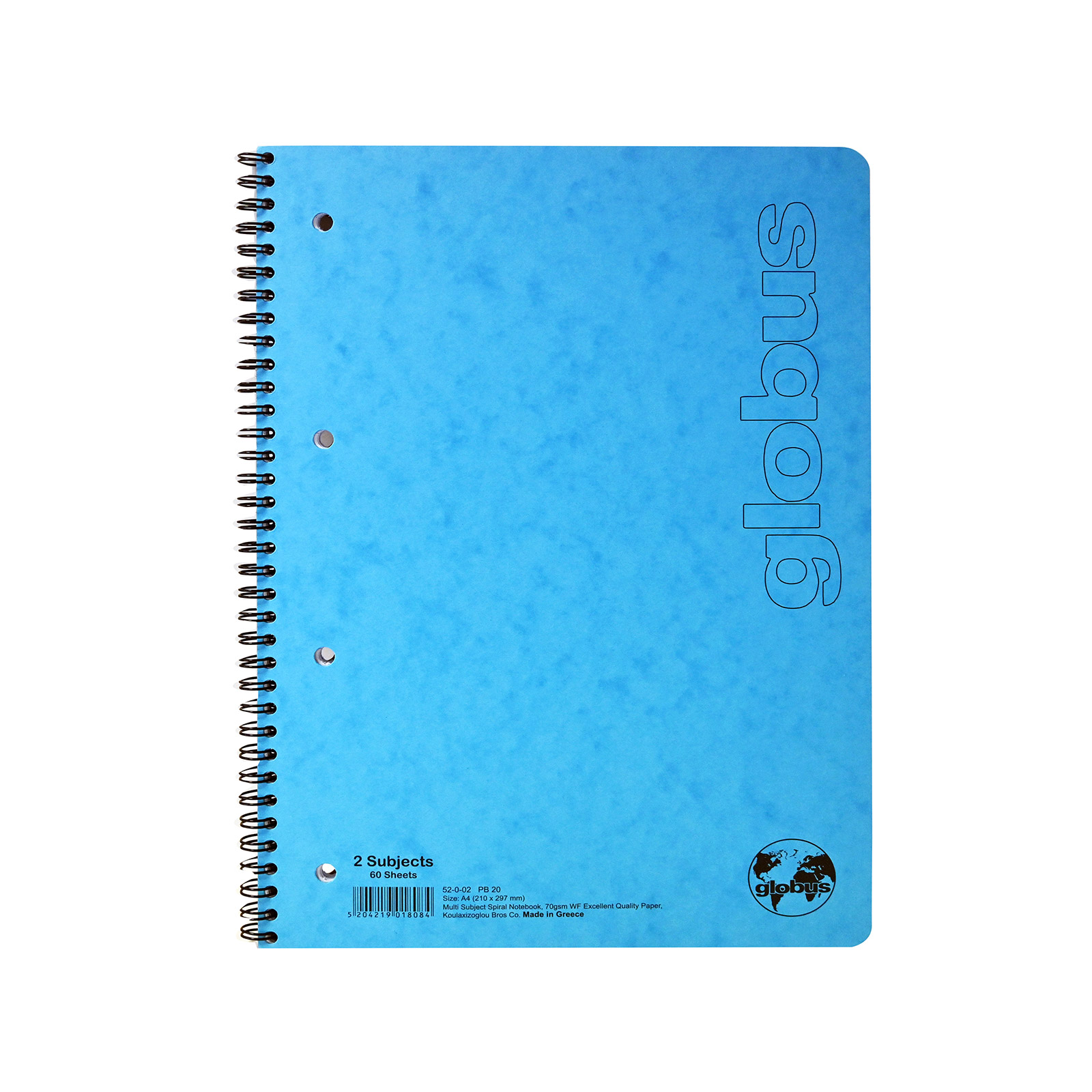 Globus Α4 τετράδιο σπιράλ γαλάζιο 2 θέματα εικόνα 1