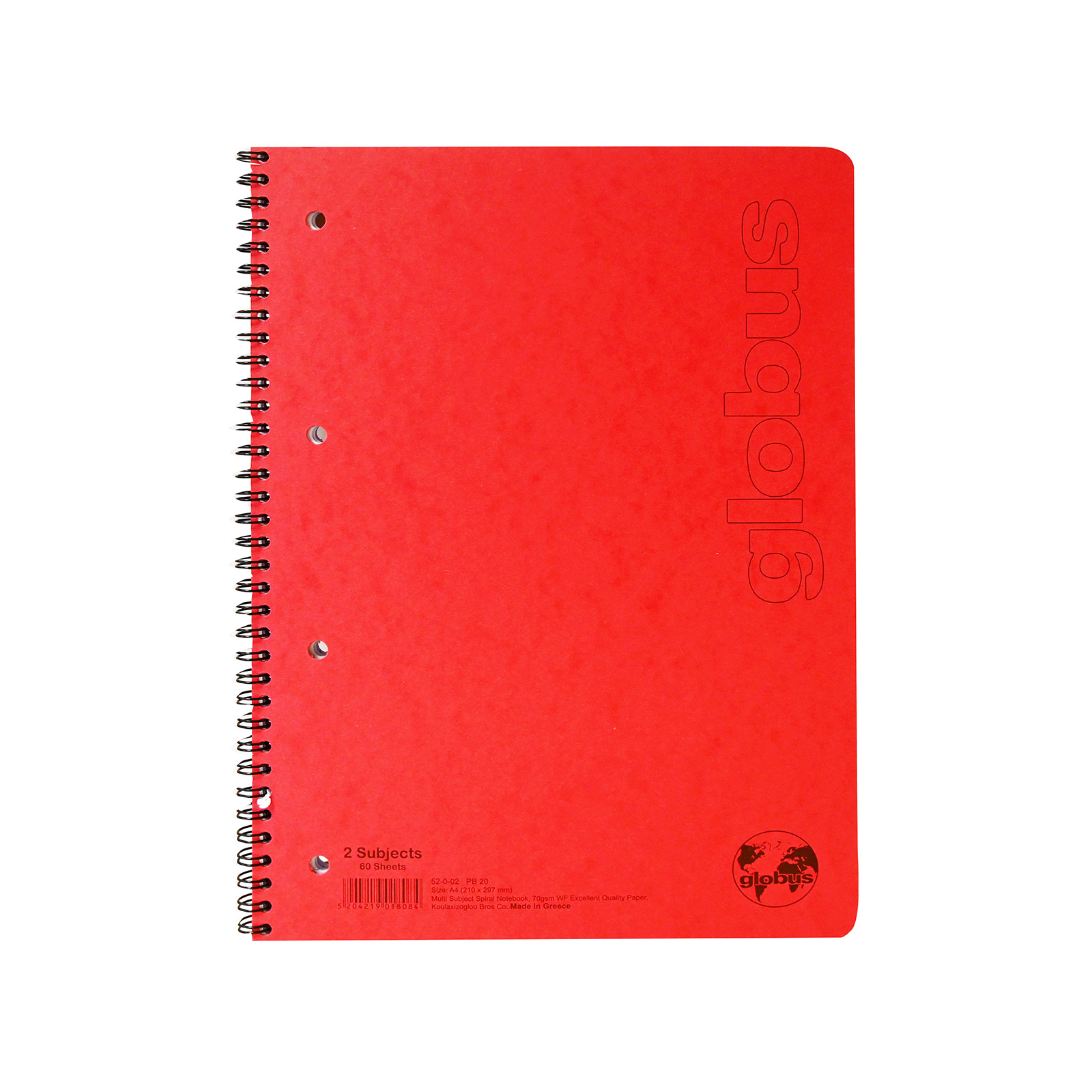 Globus Α4 τετράδιο σπιράλ κόκκινο 2 θέματα εικόνα 1