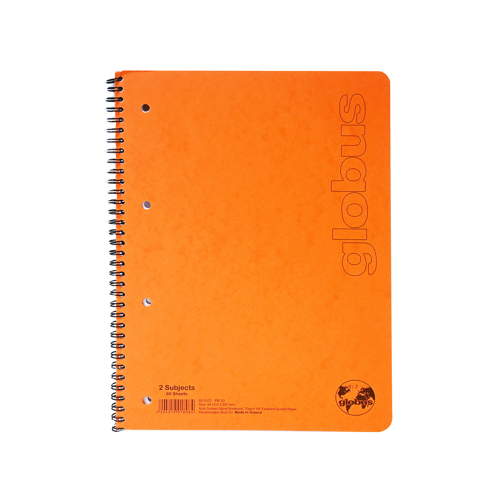 Globus Α4 τετράδιο σπιράλ πορτοκαλί 2 θέματα εικόνα 1