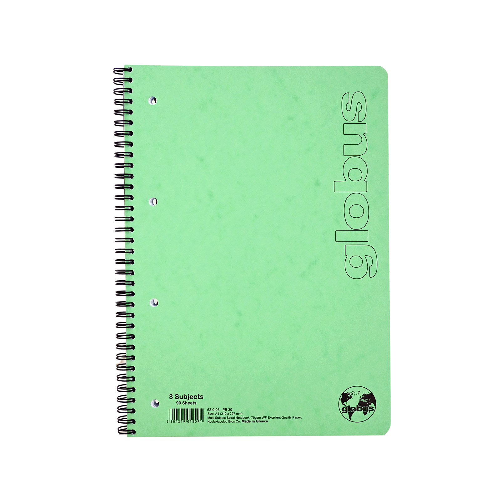 Globus τετράδιο σπιράλ πράσινο Α4 3 θεμάτων εικόνα 1
