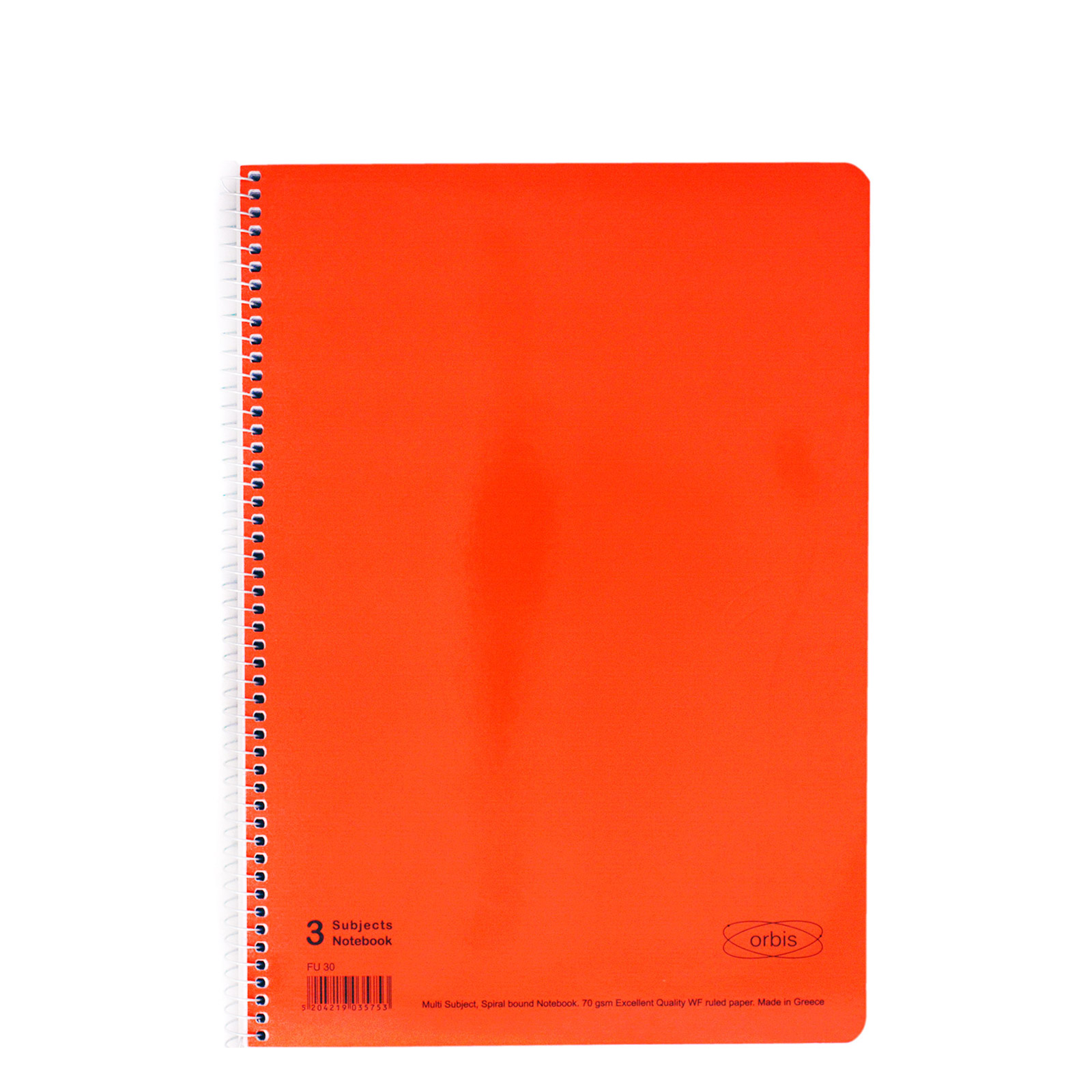 Orbis Fluo spiral notebook orange Α4 3 subjects image 1