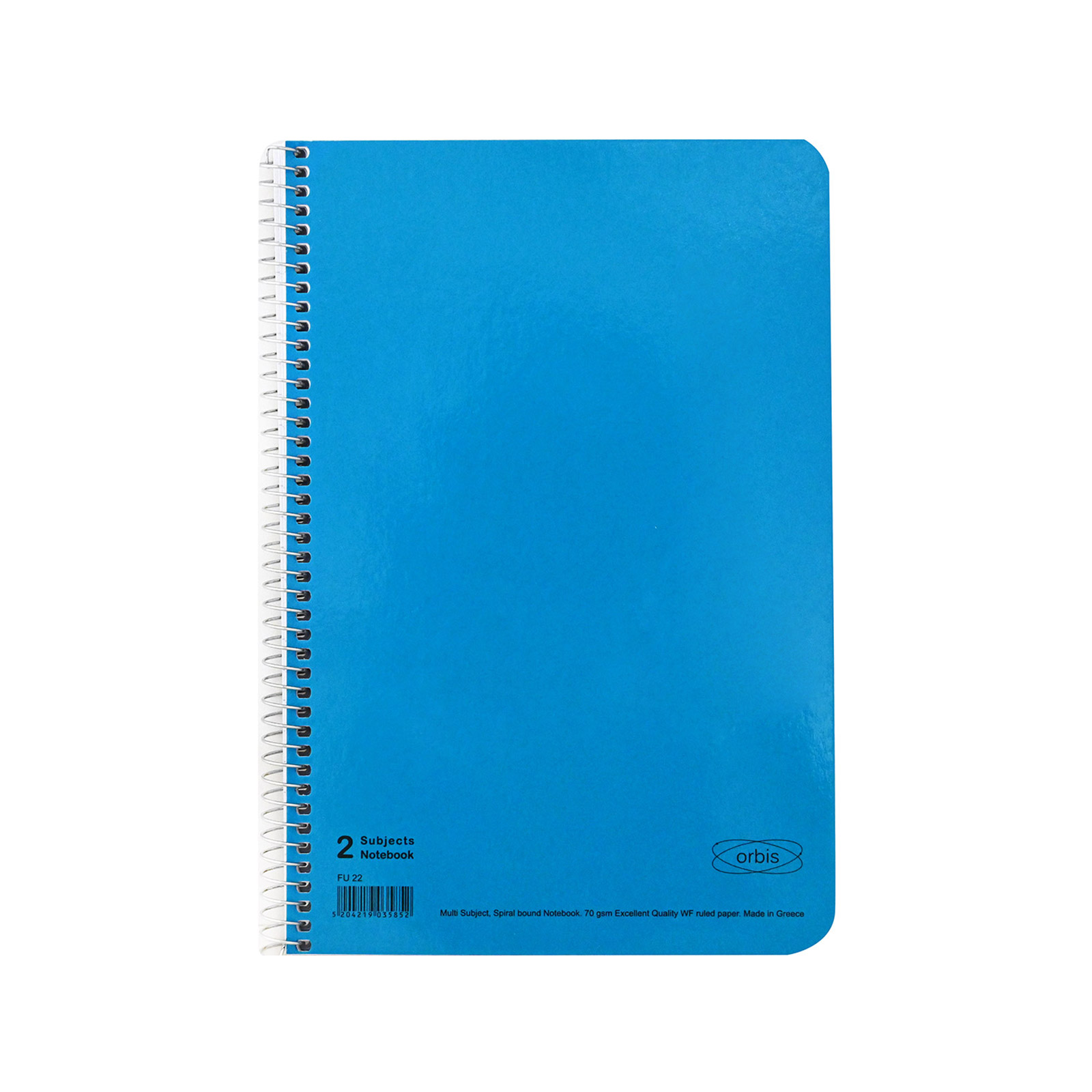 Orbis Fluo spiral notebook light bluue 2 subjects 14x21cm image 1