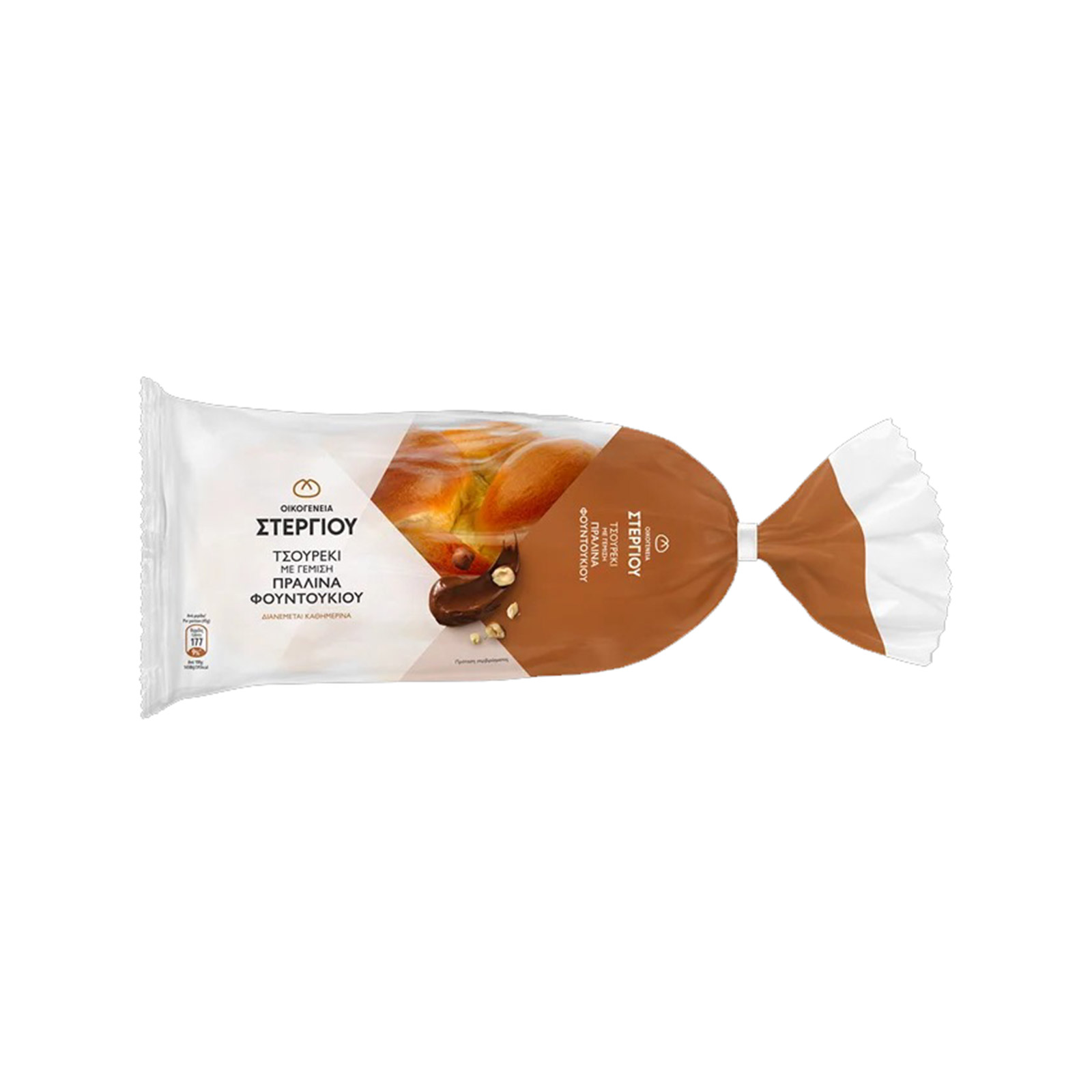 Οικογένεια Στεργίου τσουρέκι γεμιστό με πραλίνα φουντουκιού 450g εικόνα 1