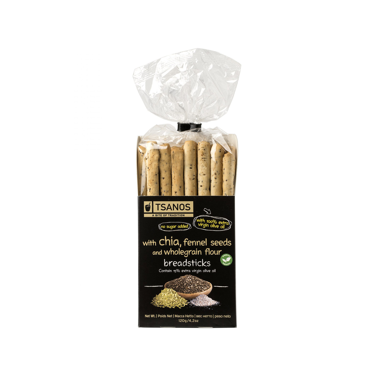 Tsanos κριτσίνια νηστίσιμα με chia, μάραθο & αλεύρι ολικής άλεσης 120g εικόνα 1