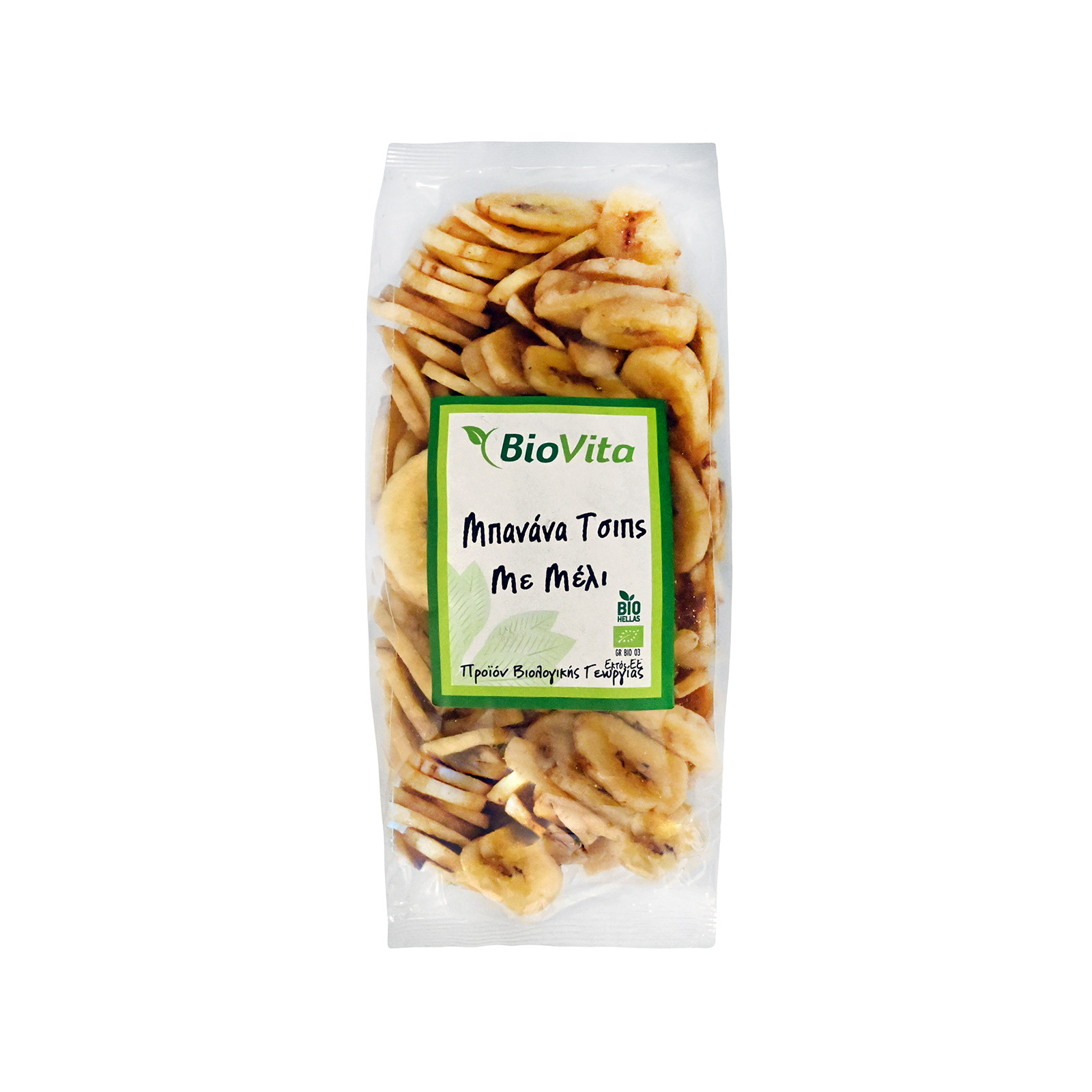Biovita τσιπς μπανάνα αποξηραμένα με μέλι 200g εικόνα 1